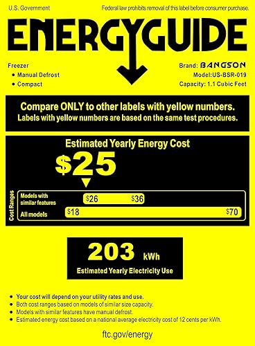 Miniatura 17 de BANGSON Congelador vertical, mini congelador de 1.1 pies cúbicos con estante extraíble, mini congelador de una sola puerta para Negro