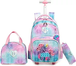 Mochilas de Rodinhas Infantis - Kit de 3 peças com mochila de rodinhas, lancheira e estojo, ideal para crianças e estudantes (Brinquedo colorido para inquietação unicórnio 3)