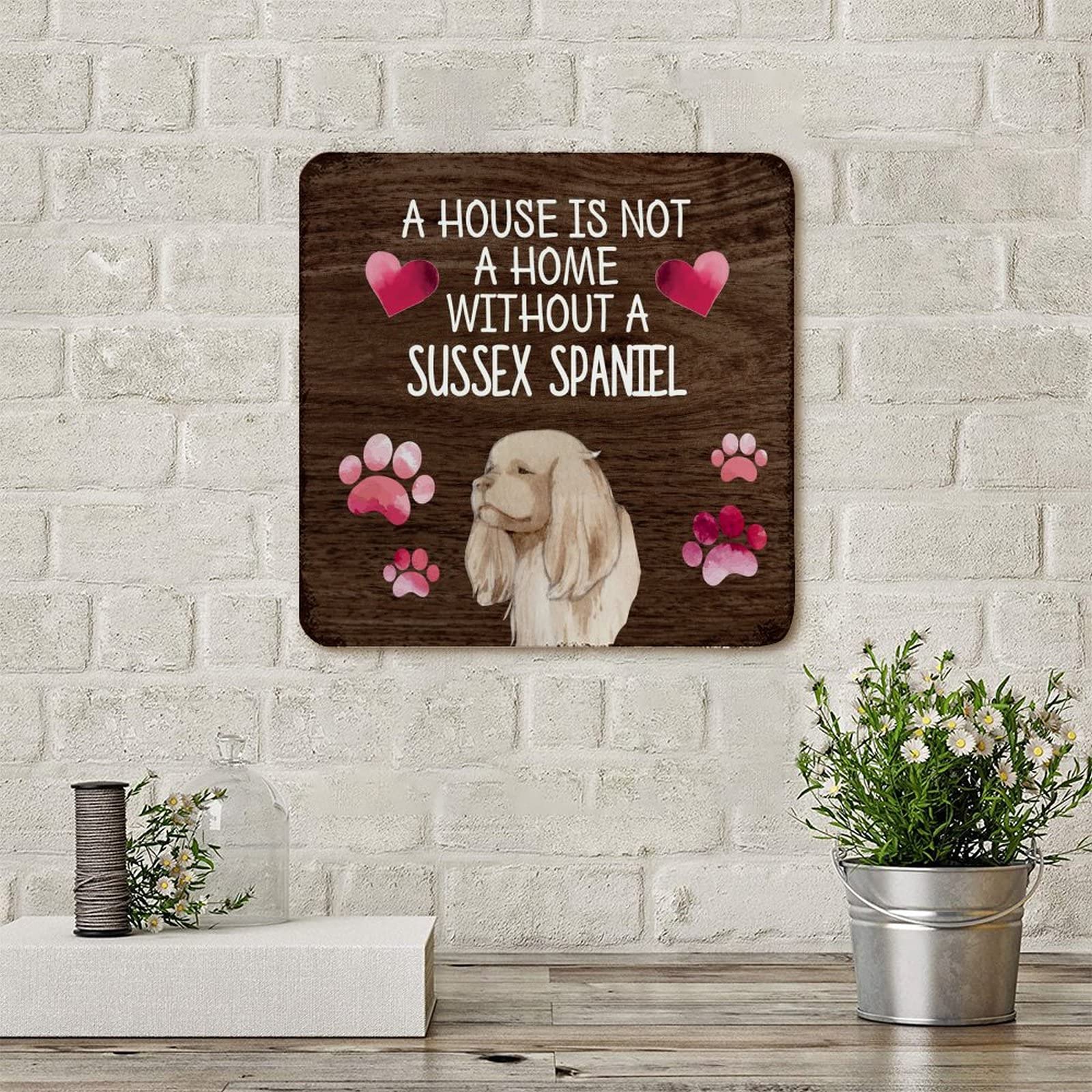 Targa in metallo con cane St.Bernard, scritta A House Is Not A Home Without A Dog, stile shabby chic, vintage, in metallo, rustico, per camera da letto, cucina, bar, ufficio, garage