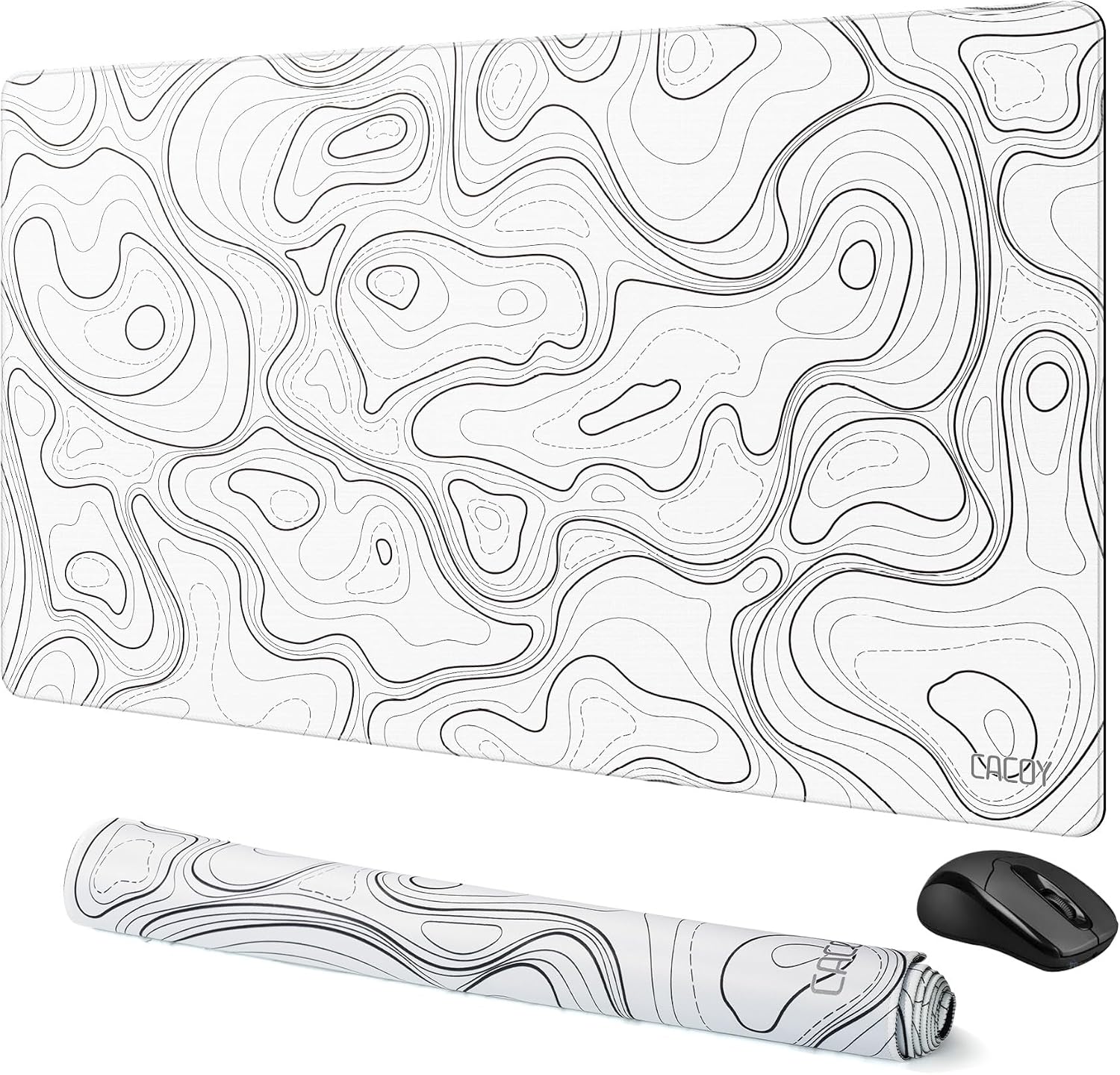 Cacoy 36"x20" Topographic Gaming Mouse Pad XXL, Extended Computer Desk Mat