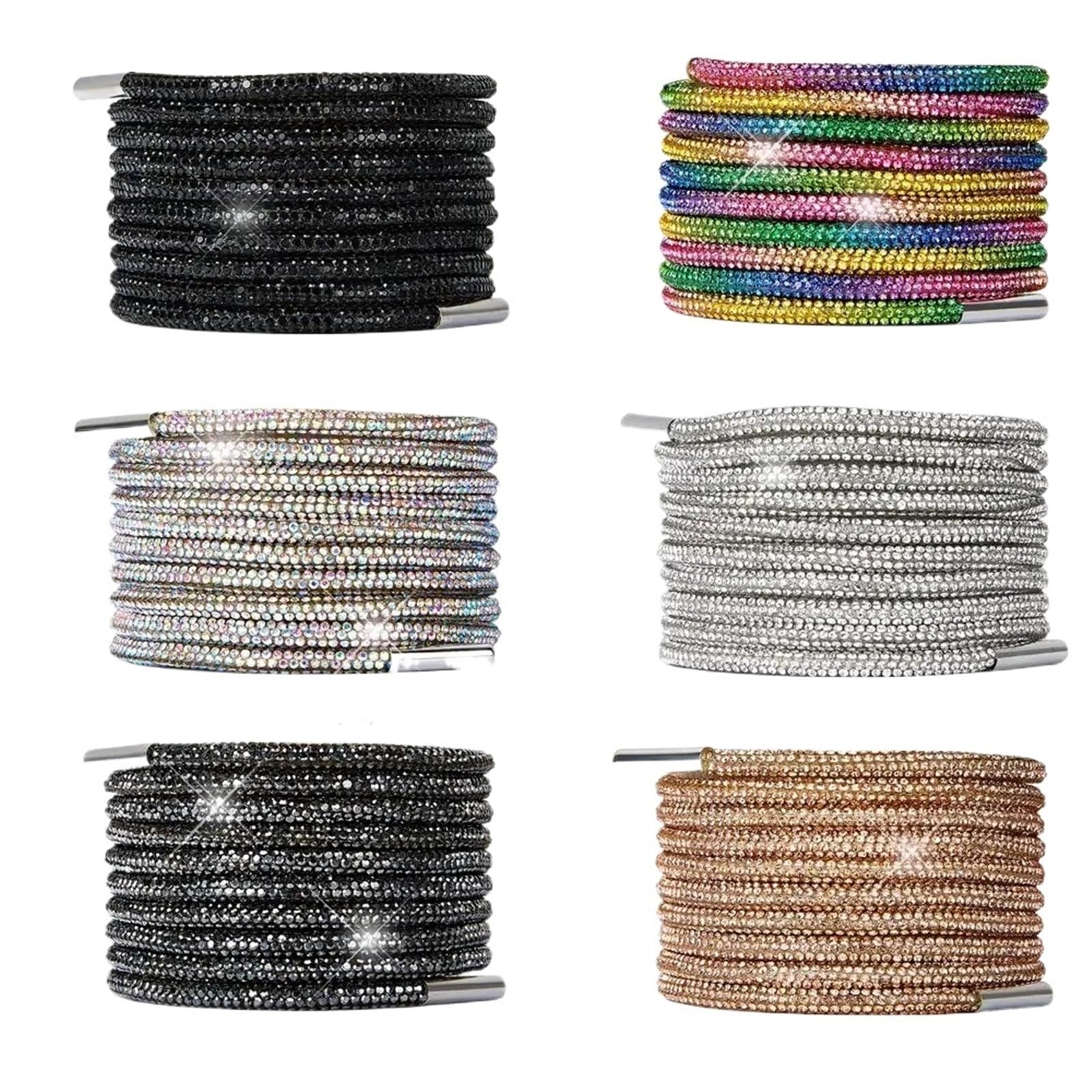 5Pcs Regenbogen Diamant Schnürsenkel Strass SneakersSchuhe Runde Für Sneaker