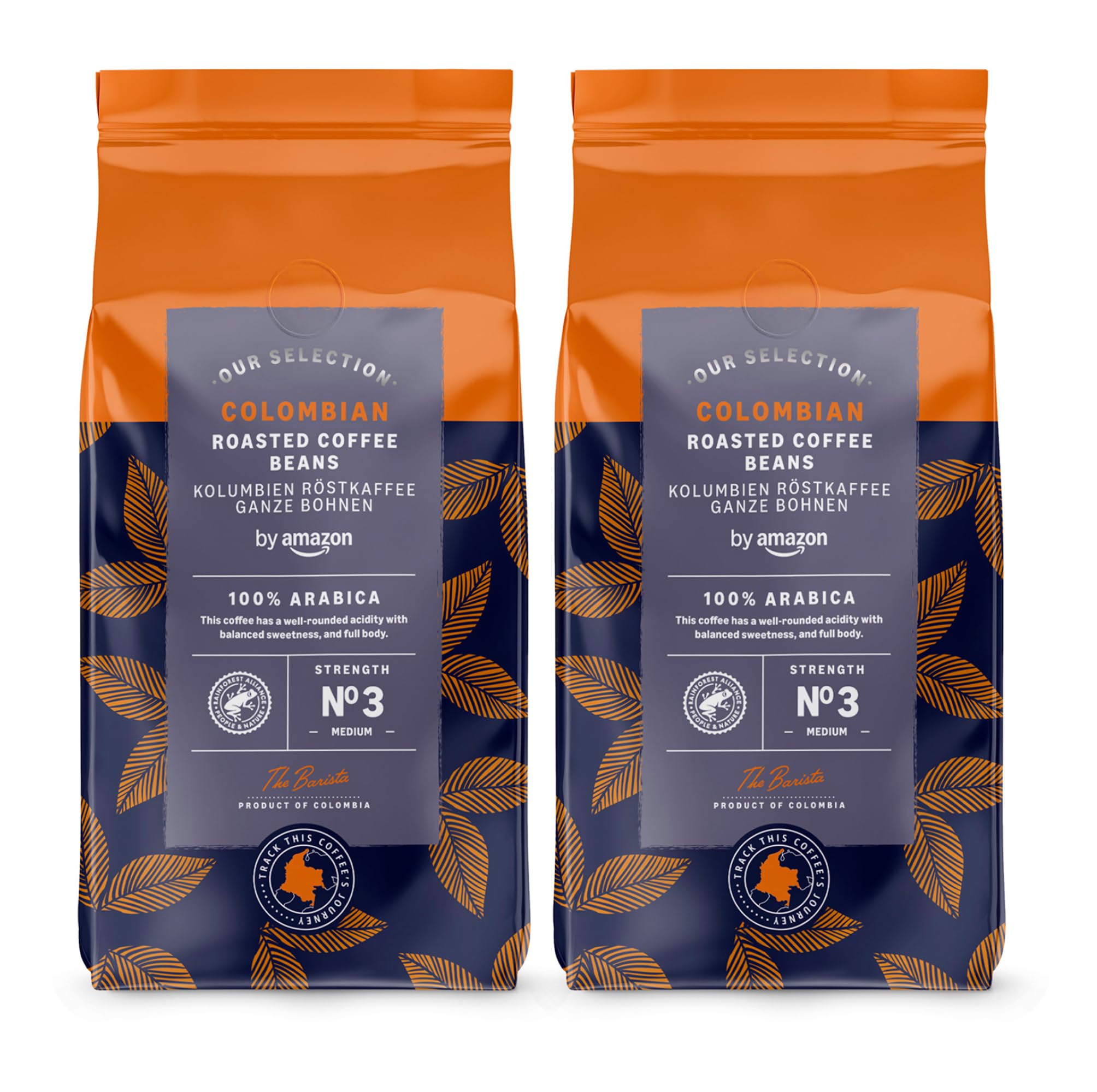 by Amazon Colombian Coffee Beans, Medium Roast,1Kg (2 Packs x 500g) - Rainforest Alliance Certified