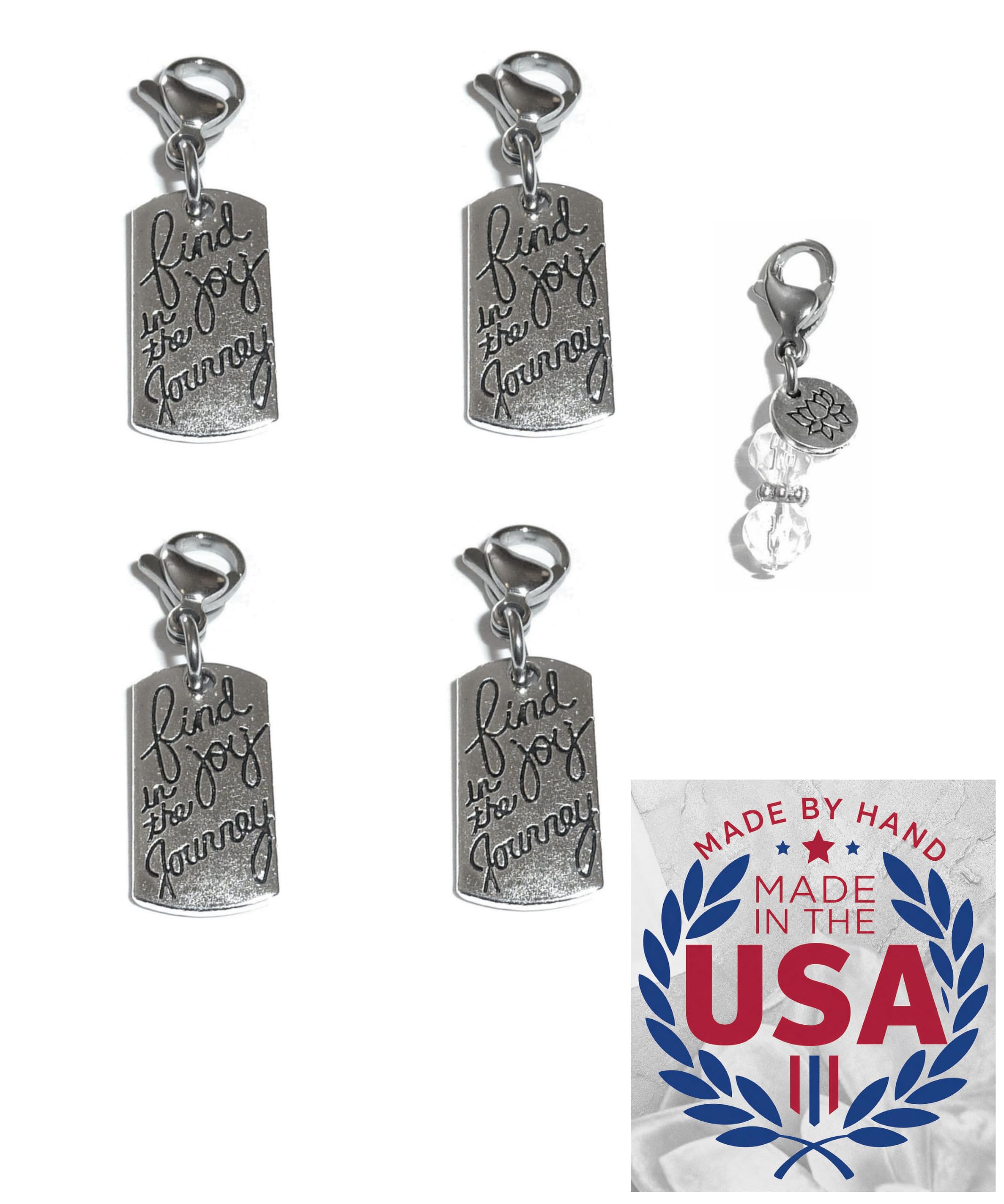Hidden Hollow Beads 4 Clip On Charms for Purse, Handbag, Keychain, Zipper Pull, Backpack, Jewelry Accessory, USA