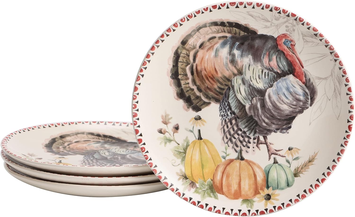 Bico Autumn Birds Salad Plates Set of 4, 8.75 Inch Ceramic Dessert Plates for Salad, Appetizer, Side Dishes, Microwave and Dishwasher Safe, Gift for Housewarming and Thanksgiving