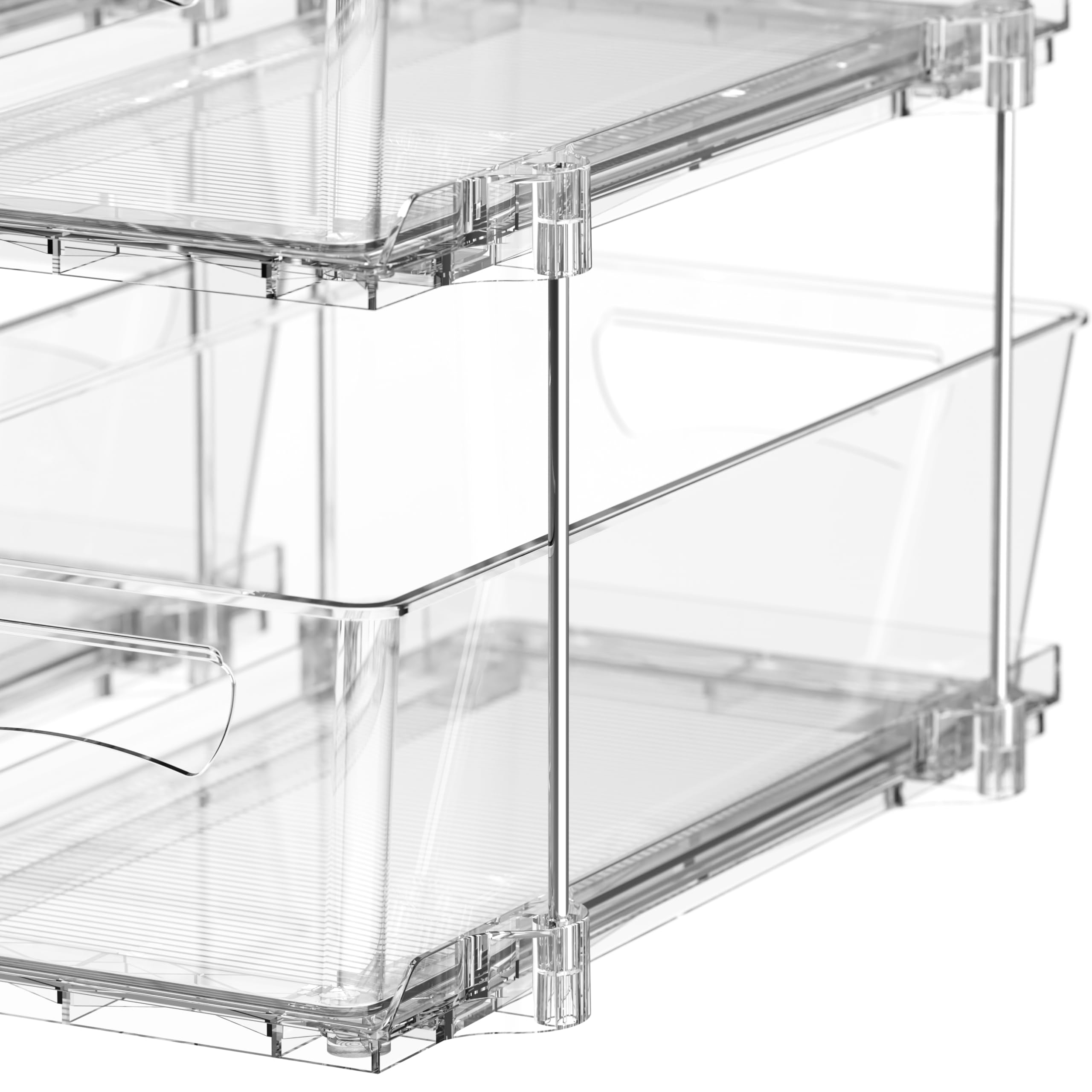 Simple Houseware 2-poziomowy organizer do szafek z szufladami, 2 sztuki, przezroczysty