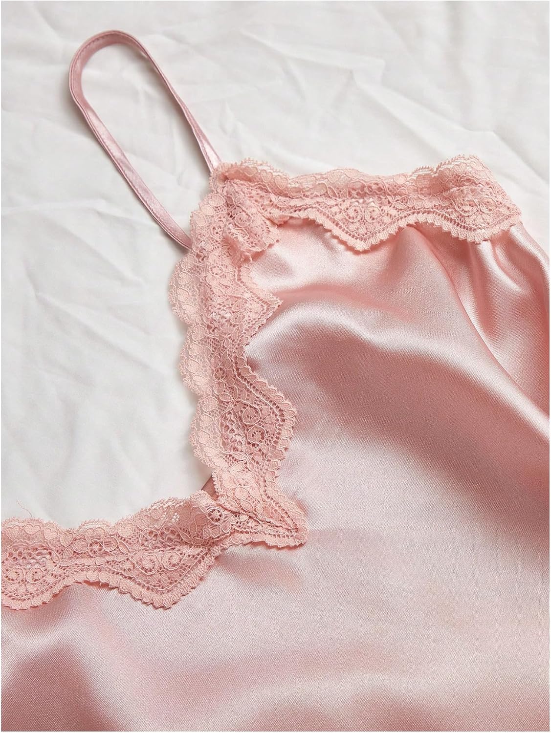 SweatyRocks Women's Silk Pajamas Set 4pcs with Robe Lace Trim Shorts Lounge Sets Pants Sleepwear - Image 4