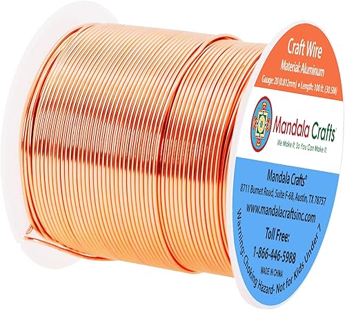 Vista 281 de Mandala Crafts Alambre de aluminio anodizado de calibre 8 para hacer joyas, alambre neutro flexible de color de 128 pies, flexible y flexible
