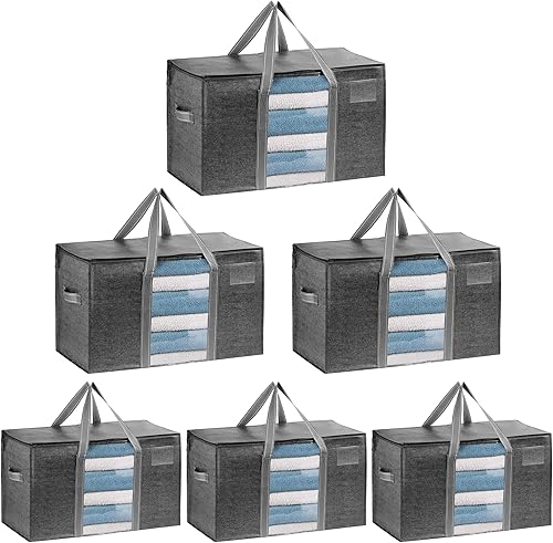 VENO Paquete de 6 bolsas de mudanza extra grandes de alta resistencia artículos esenciales para dormitorio universitario, organizador de