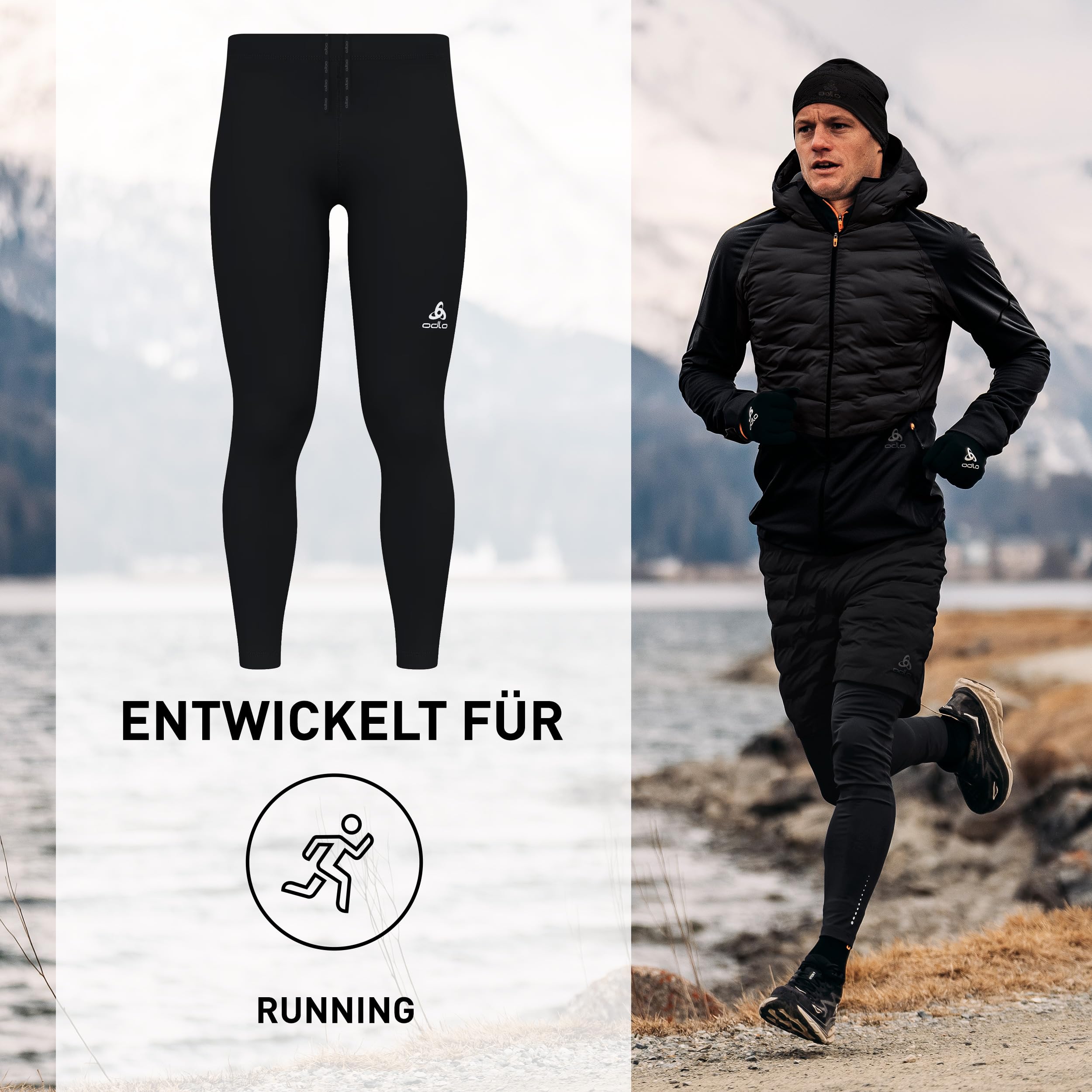 Odlo Laufhose Herren Lang Essential Warm I Sporthose Winter I Lauftights