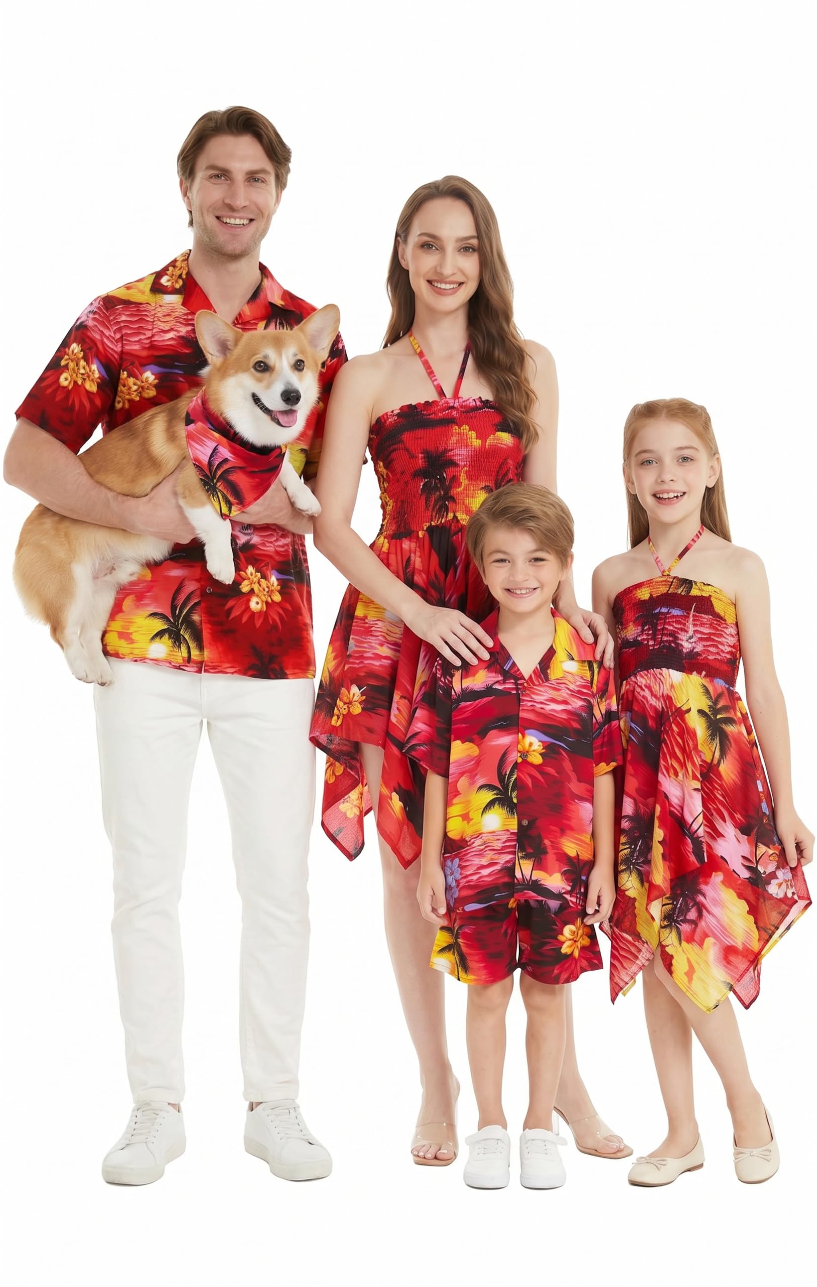 Hawaii Hangover Family Matching Hawaiian Clothes, Sunset Red