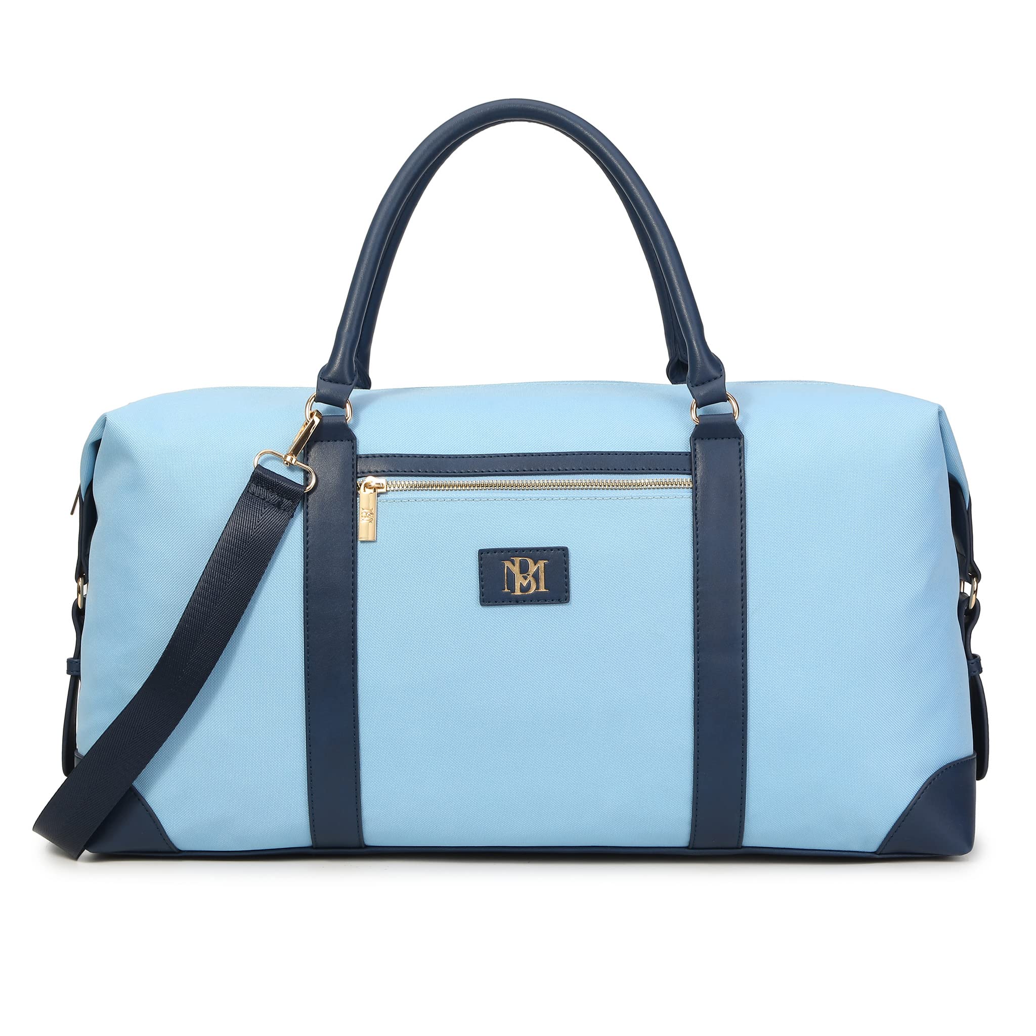 Badgley Mischka Barbara Canvas Tote Weekender Travel Bag Light Blue