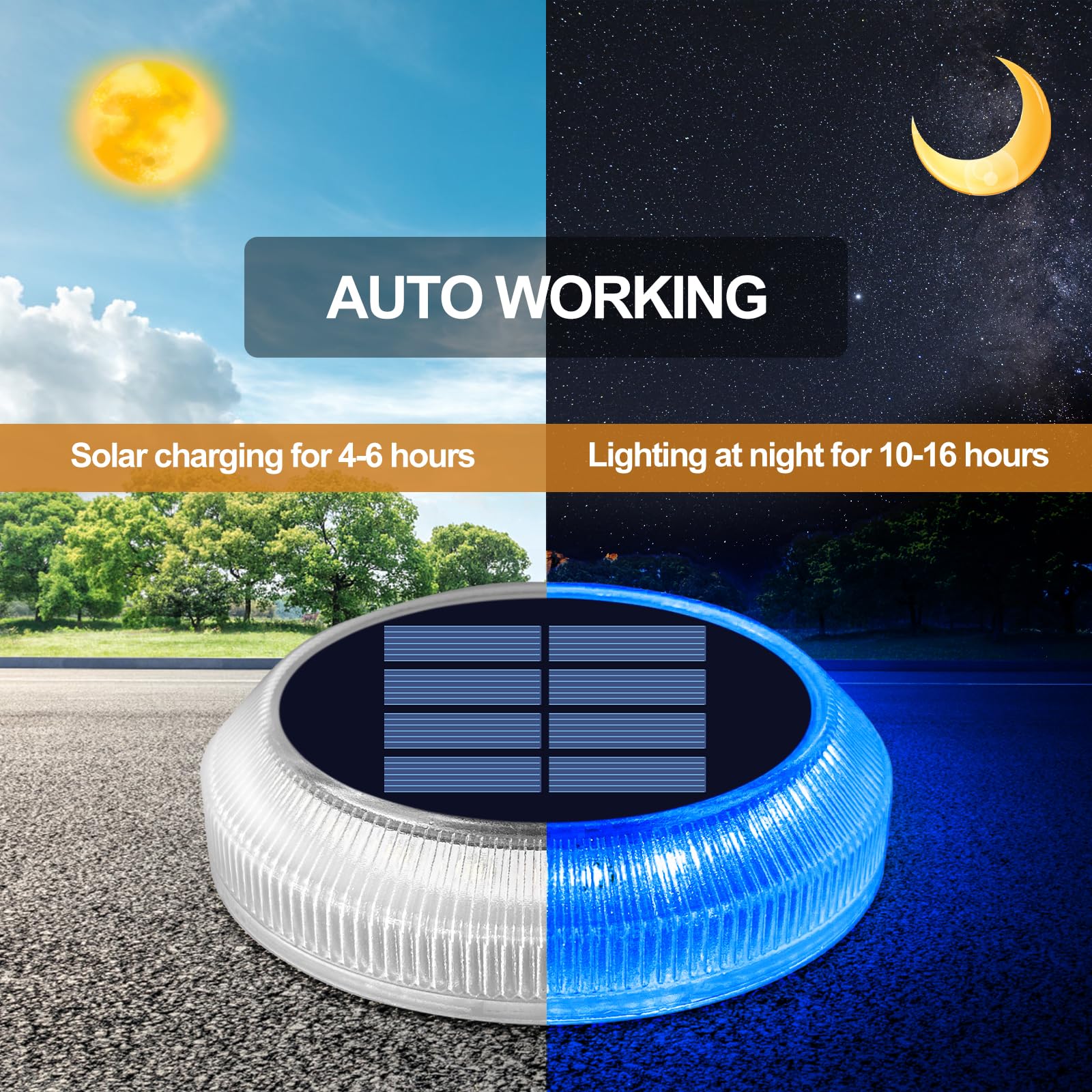YiLaie Lampe Solaire Exterieur Jardin,Lumiere Solaire Exterieur 360 ° LED Decoration Jardin Exterieur IP68 étanche Spot Solaire Exterieur Avec Auto On/Off Lampadaire Exterieur,40LmLumière bleue,4pcs