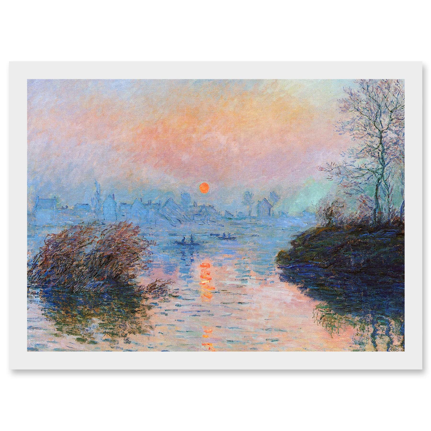 Wee Blue Coo Monet Sunset Seine Lavacourt Winter Painting Artwork Framed Wall Art Print A4