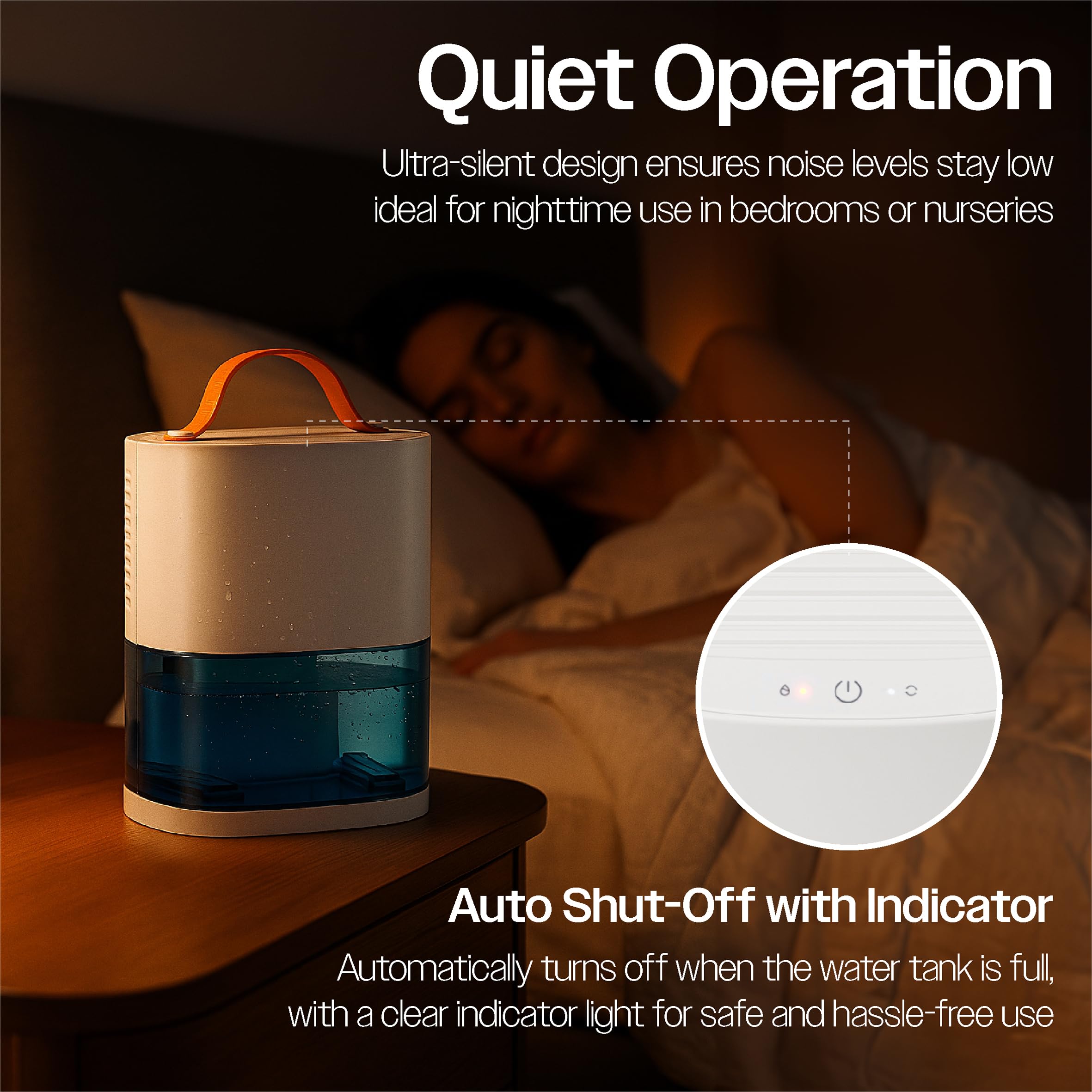 Prem-i-air Deumidificatore compatto, 240 ml/giorno, serbatoio 0,9 l, 45 dB ultra silenzioso, risparmio energetico 25 W, spegnimento automatico, ABS bianco, portatile con manico