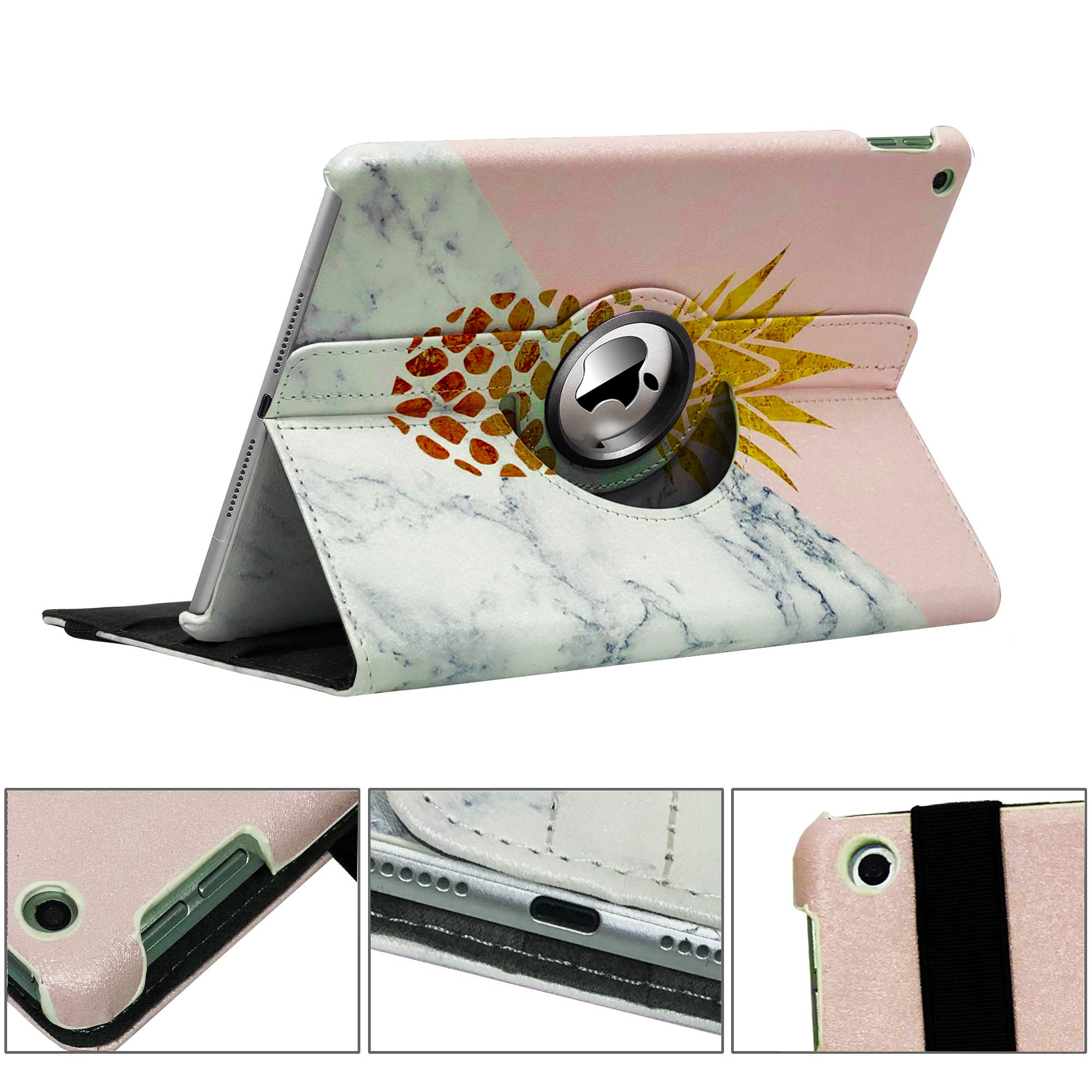 IPad 10,2" 360° Drehbare Hülle | Für IPad 7./8./9. Generation (2019-2021) | Mehrere Betrachtungswinkel, Voller Schutz | Mit Gummiband-Verschluss