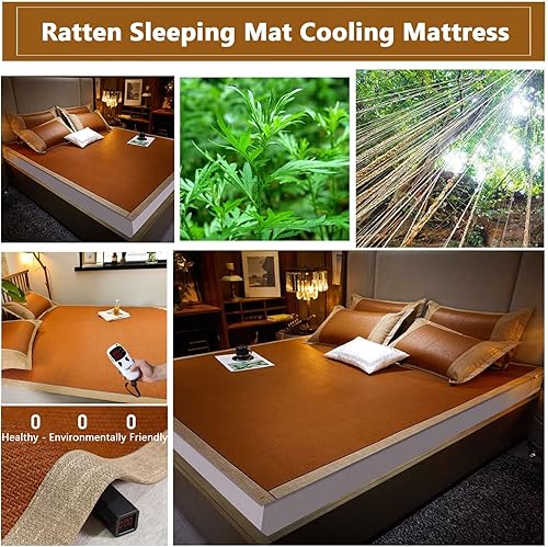 Miniatura 3 de Alfombrilla de dormir de ratán de verano, almohadilla de cama natural de artemisa, cubrecolchón refrescante, colchoneta transpirable para aire