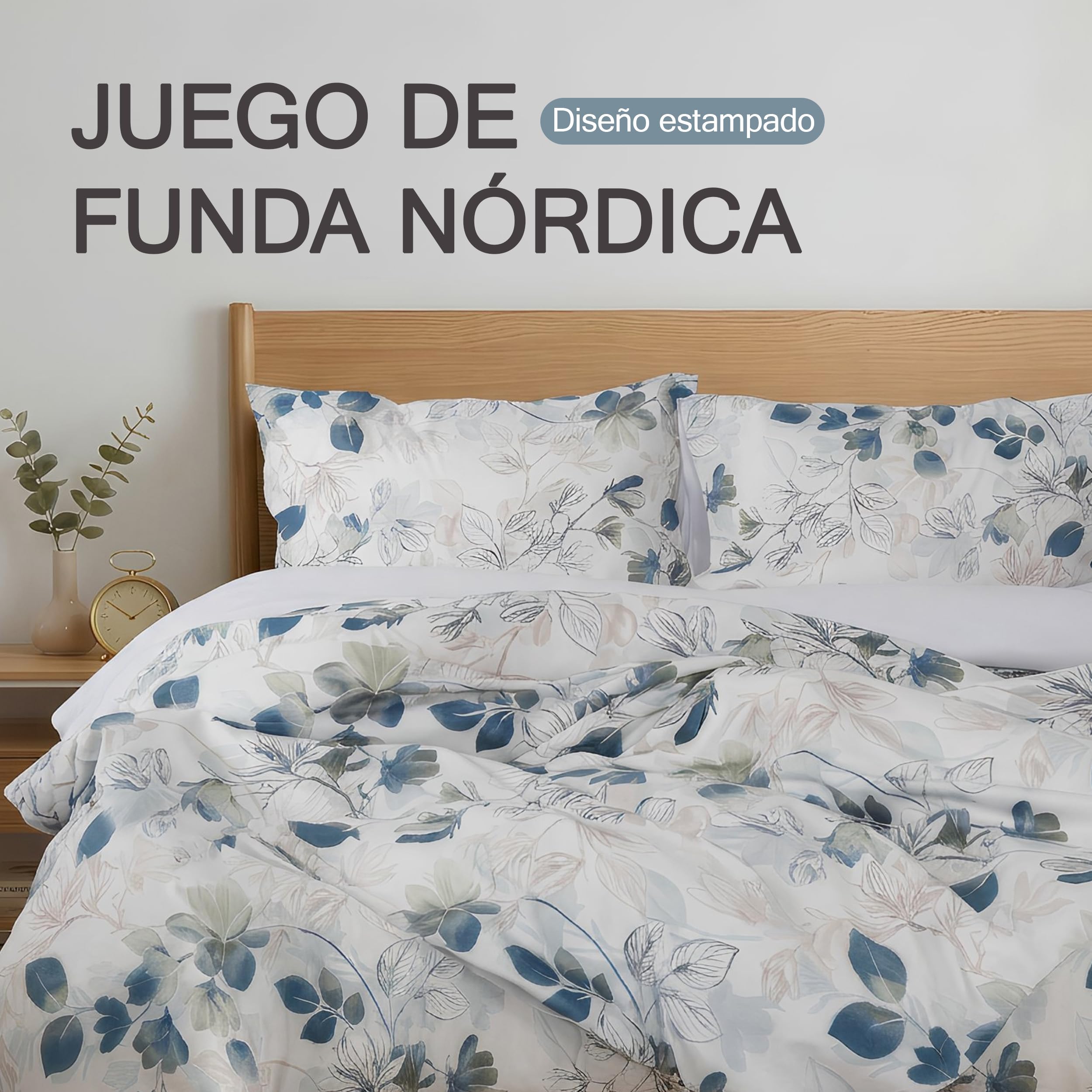Etrexonline Juego de Funda Nórdica 3 Piezas Cama 150 Microfibra Suave Transpirable - 1 Funda Edredón 220x240 cm y 2 Fundas de Almohada 50x75 cm (Herbal) — view 2