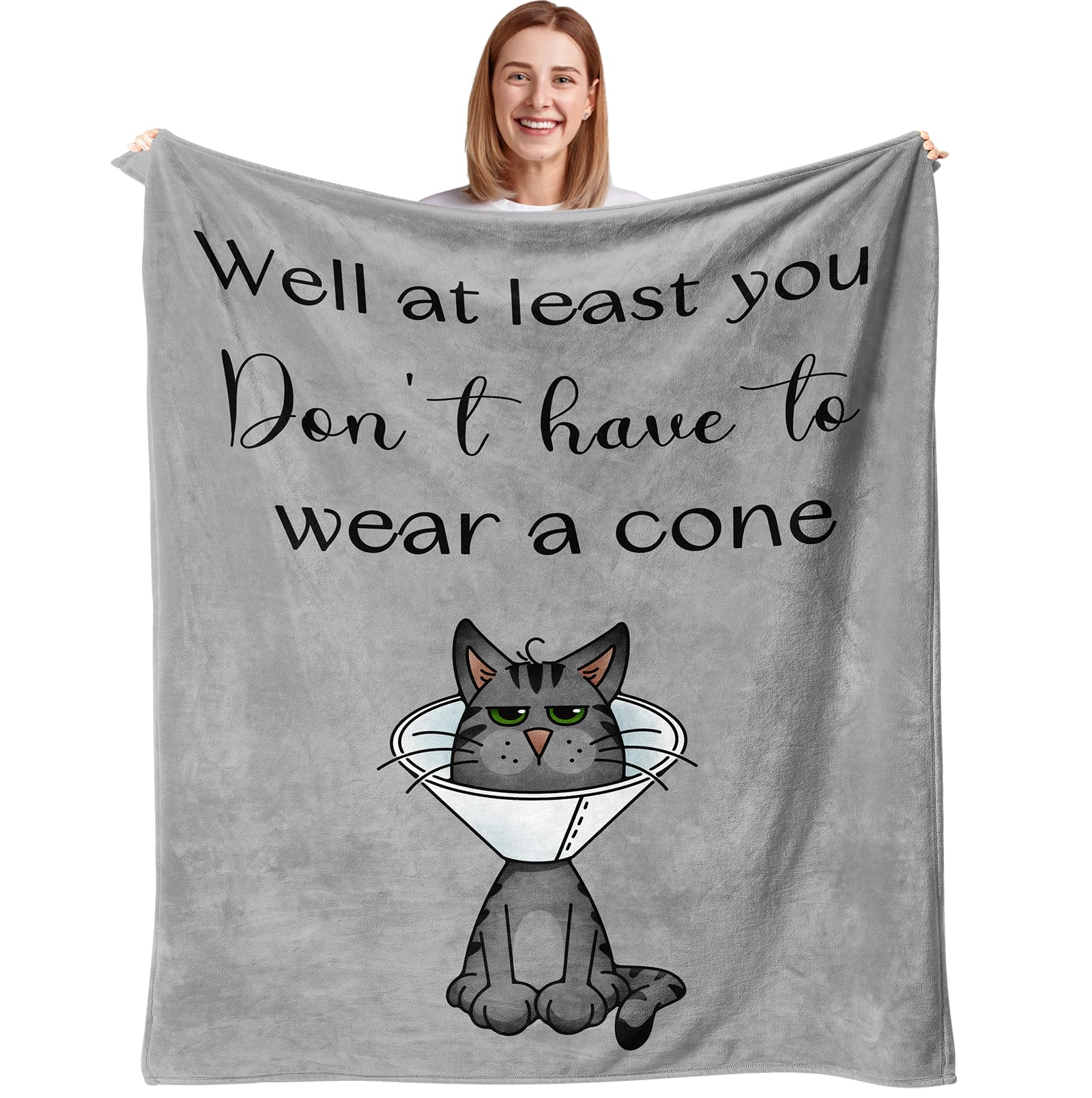 Podkde Women's Get Well Gifts-Grey Get Well Gifts For /Men After Surgery, Sympathy Gift, Get Well Soon Blanket 50"X60", Feel Better/Surgery Recovery Gifts For After Surgery Gifts, At Least You Dont Have To Wear A Cone Throw