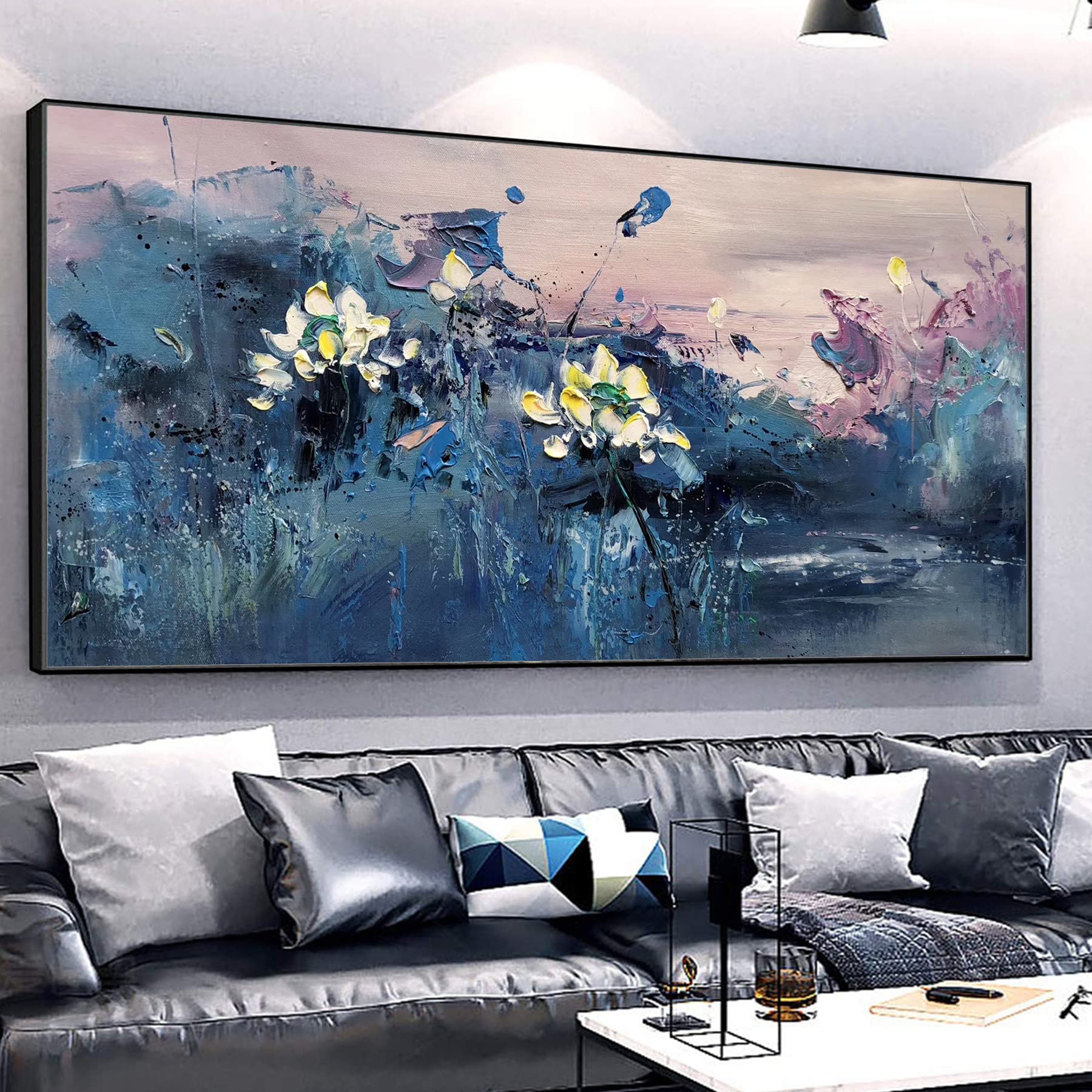 Amazon.com: KSALPCH Large Lotus Oil Painting Wall Art