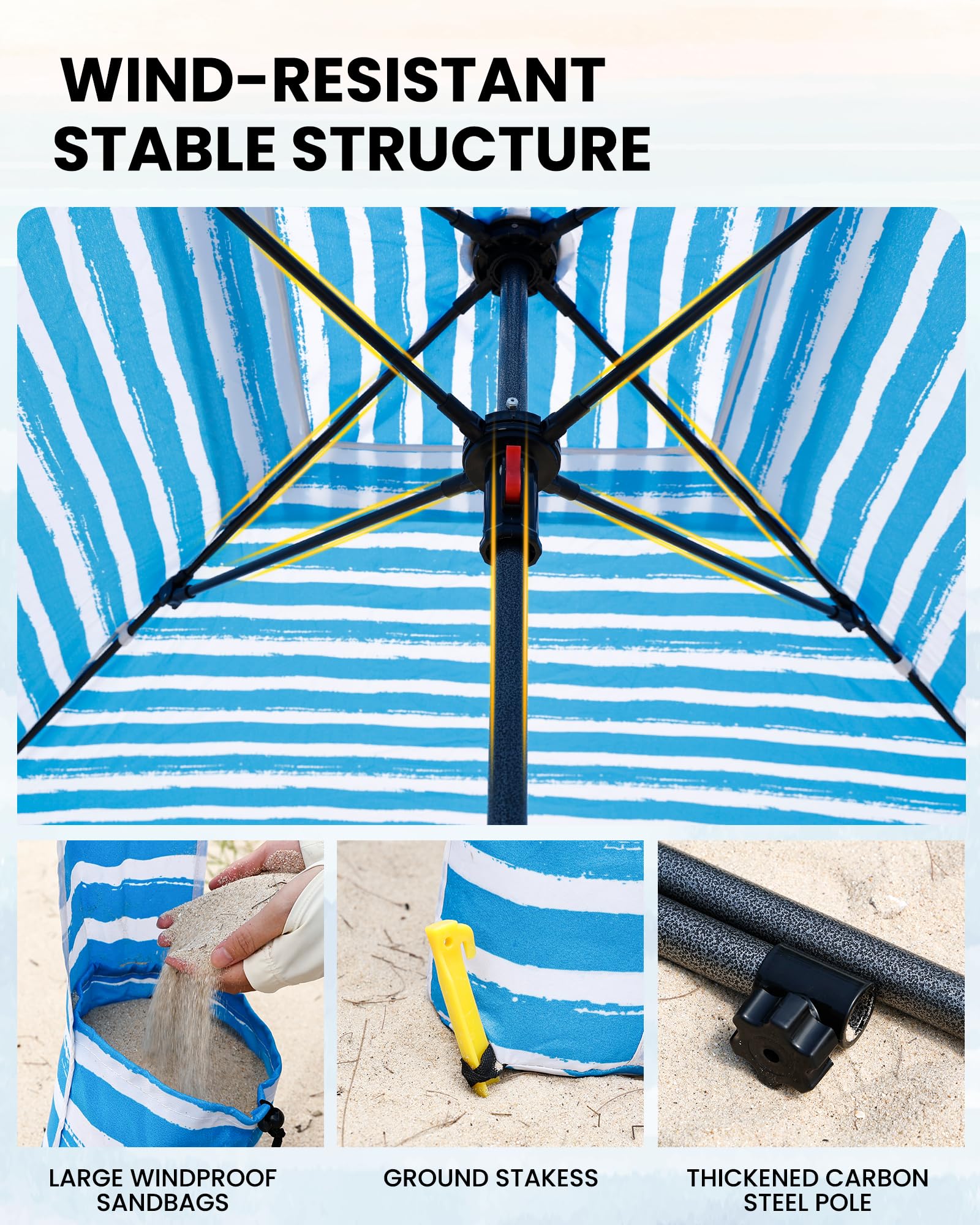 Qipi Beach Cabana - łatwy w montażu baldachim, wodoodporny, przenośny schron plażowy 15 cm x 15 cm, w zestawie ściana boczna, klosz z ochroną UV UPF 50+, najlepszy parasol przeciwsłoneczny - dla