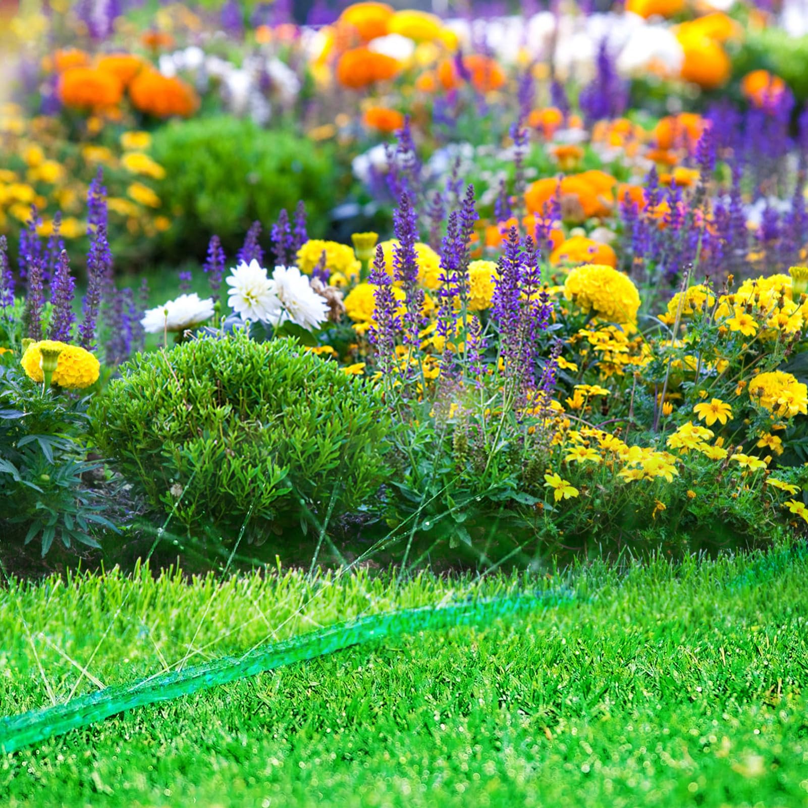 Pvc Gartenschlauch Sprinklerschlauch Flachschlauch mit Dichtungsring 1/2 Zoll Anschluss Durchgehend für Garten und Gemüsebeete Zufälliger Stil