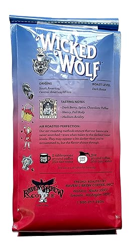 Miniatura 6 de Raven's Brew Coffee Café de cuerpo completo tostado oscuro en grano entero - Wicked Wolf, 12 onzas
