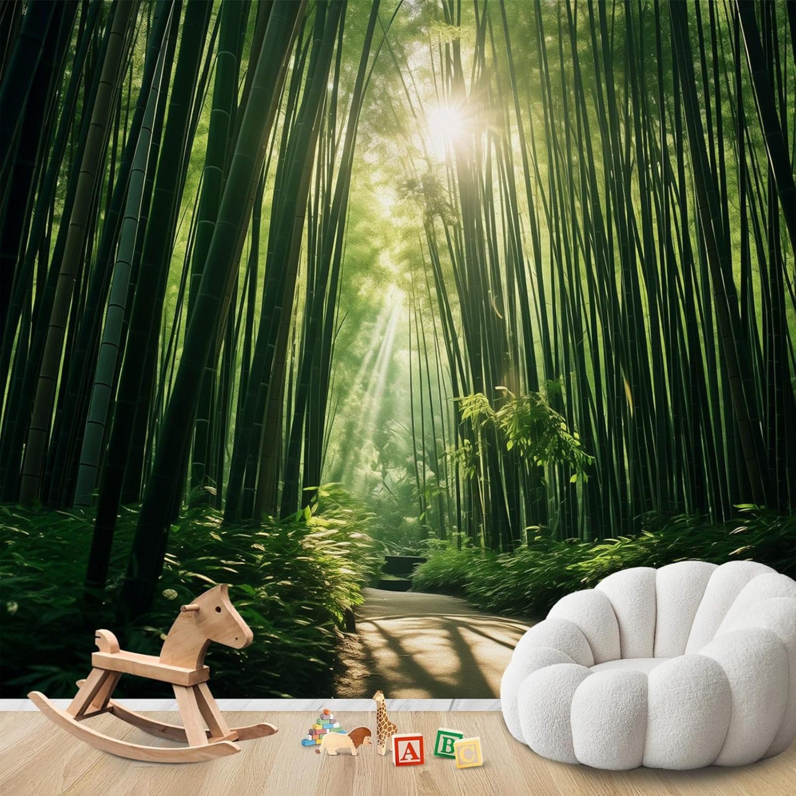 hgjdjhnf Photo Wallpaper Bamboo Forest Zen Bamboo Non-Woven ModernLiving Room Bedroom Children's RoomDecoration Motif Wallpaper,400cmx280cmSticker - Background- Painting - Poster