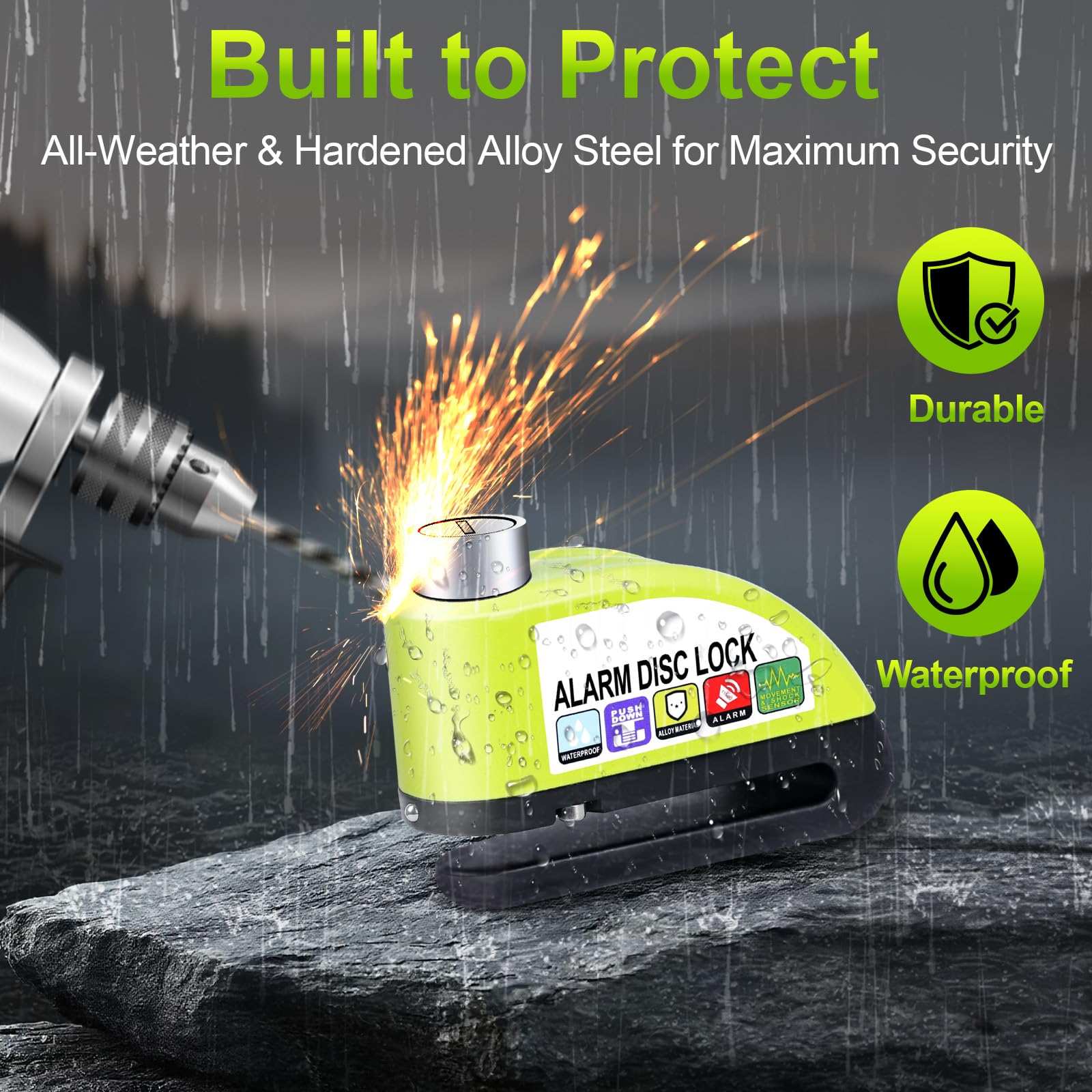 Anykuu Candado Moto con Alarma 110 DB Antirrobo Moto Disco Impermeable Resistente Hi-Tech Warning Sensibilidad con 1.5m Cable Recordatorio Antirrobo Moto Bloqueo 7mm Universal Scooter Bici Eléctrica - 4