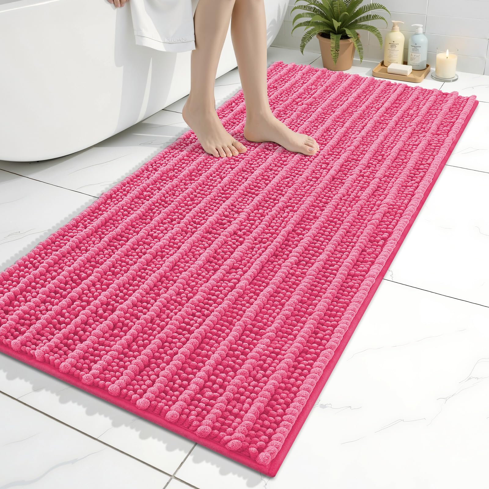 Arotive Bathroom Rugs Mat 47x24, Soft Absorbent Chenille Shaggy Bath Mat