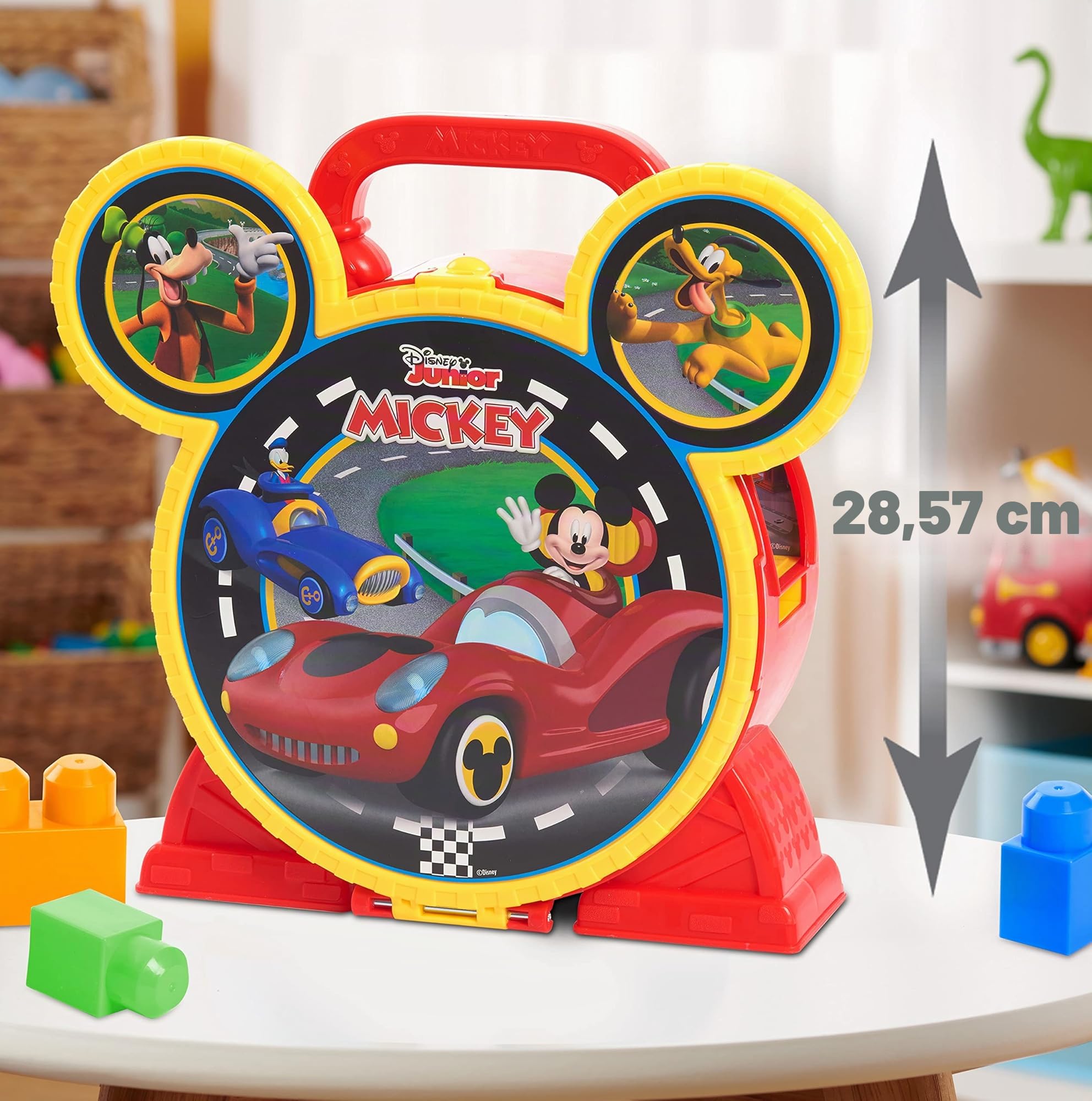 Mickey Mouse Disney Junior Stow ’n Go Garage, Spielset mit Figur und Fahrzeug, Spielzeug für Kinder ab 3 Jahren von Just Play