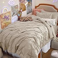 Vista 61 de Bedsure Juego de ropa de cama con edredón tamaño King Beige - Juego de ropa de cama en una bolsa de 7 piezas, juego de regalo GentleSoft™ con diseño