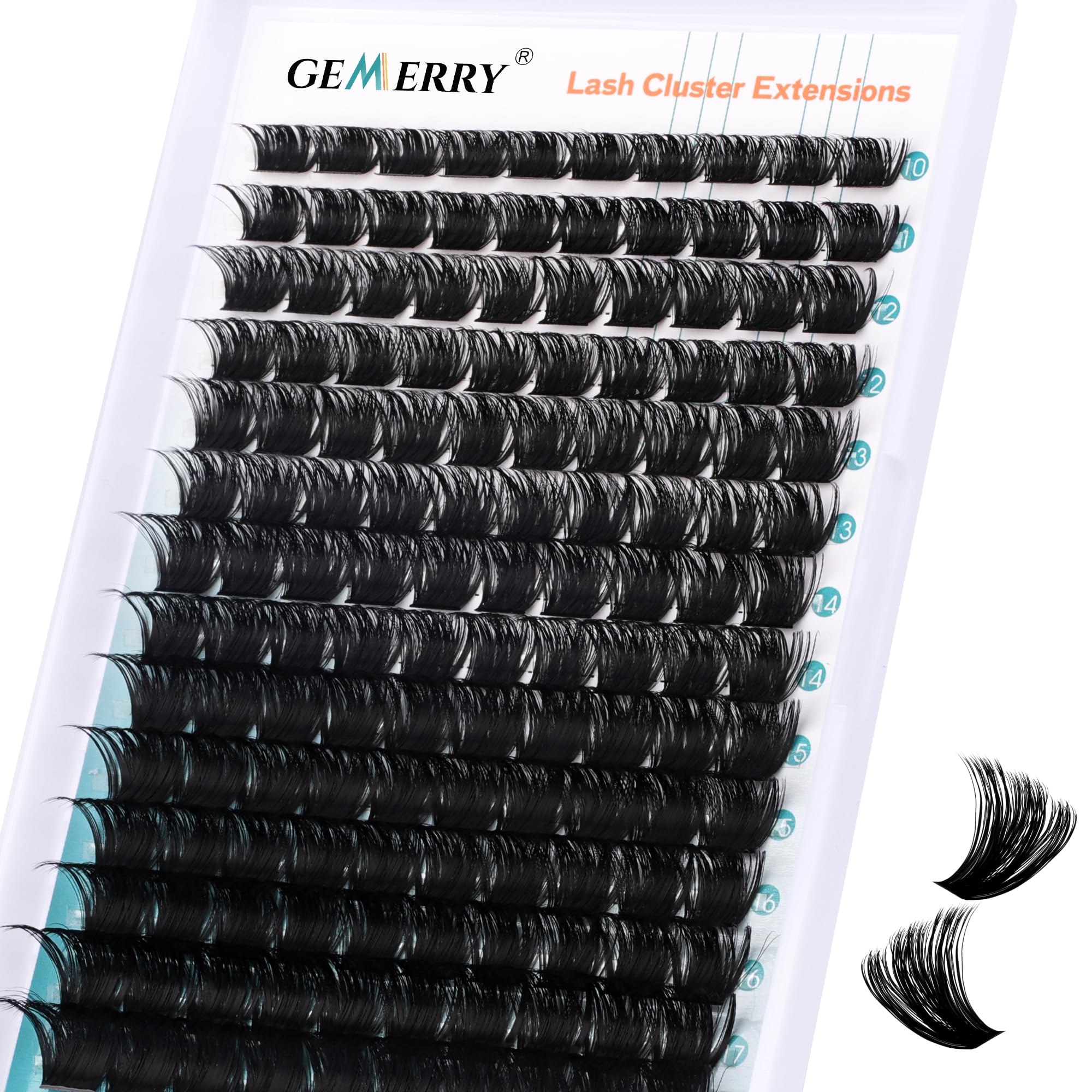 Eyelash Clusters Fluffy Lash Clusters Thick 280pcs 200D Cluster Eyelash Extensions DIY At Home Individual Lashes Cluster Lashes by GEMERRY（200P-10-