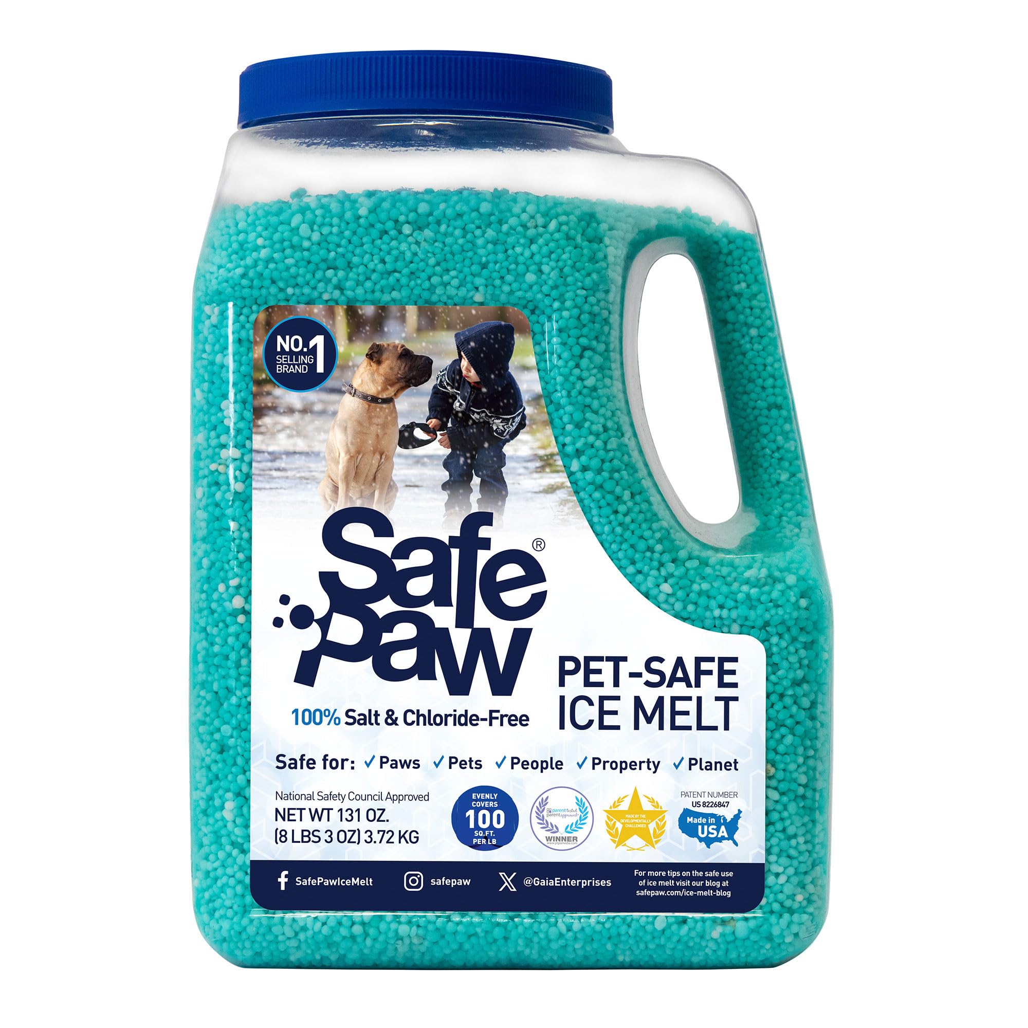 1-Pack Pet-Safe Snow & Ice Melter, Salt- & Chloride-Free, 8 Lbs - Pet-Friendly Winter Maintenance Product for Driveway, Concrete, Sidewalk, and Outdoor Spaces
