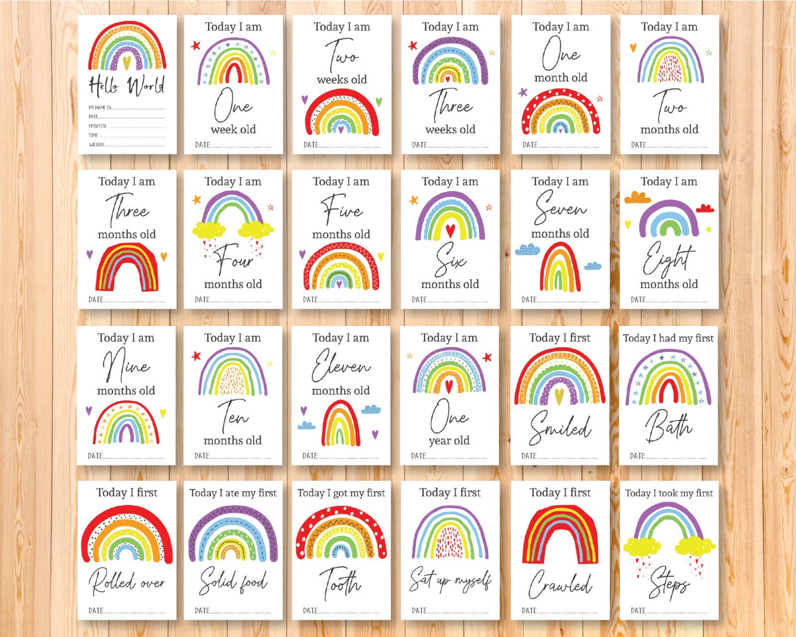 Personal Moments Rainbow Baby Milestone Cards • Baby Shower Milestone Cards Gift • Baby Keepsake Milestone Cards • Rainbow Memory Milestone Cards