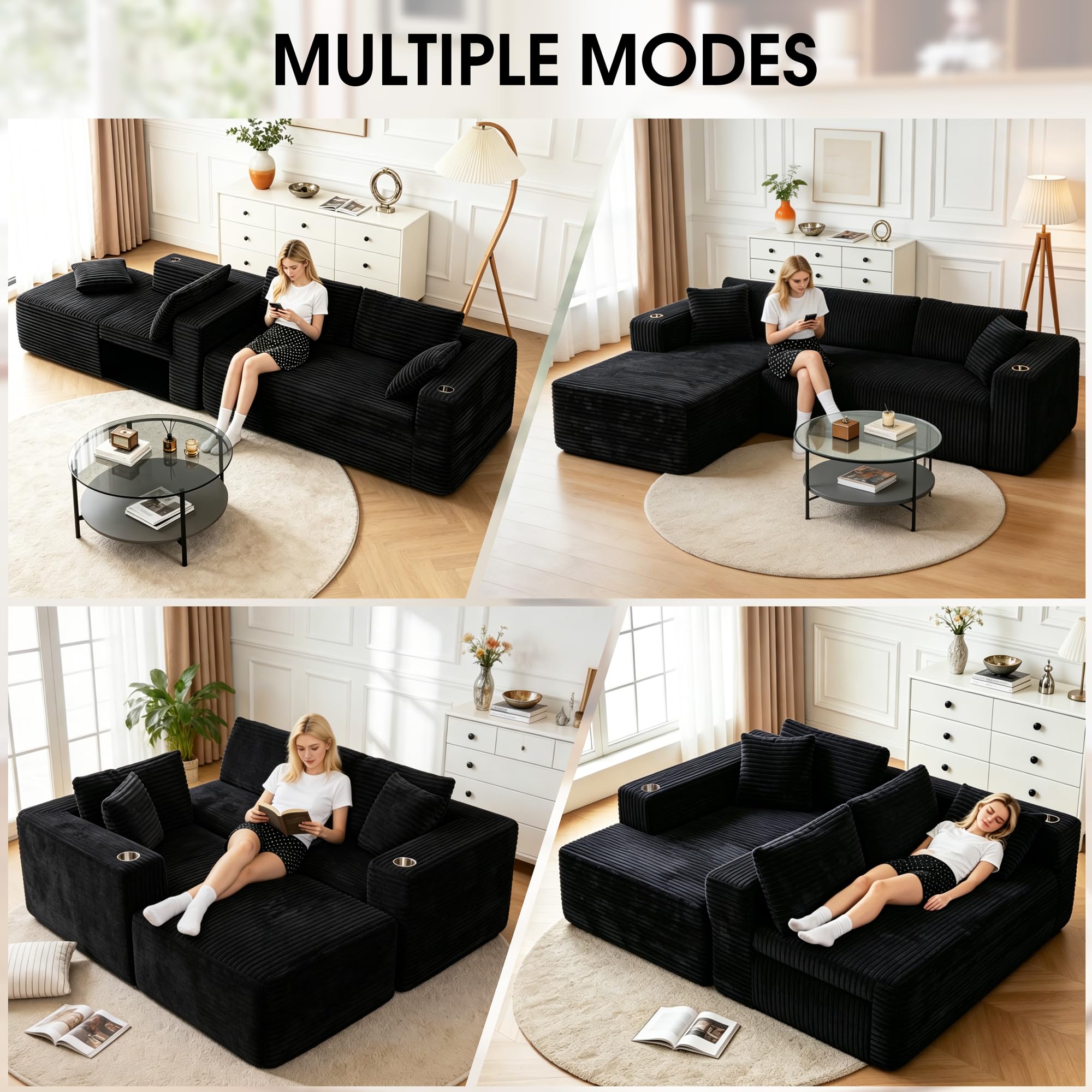 Best Bob's Sectional Sofas Alternatives for 2026 1 Shintenchi Cloud Sectional Boneless Couches for Living Room,Modular Sectional So — product photo