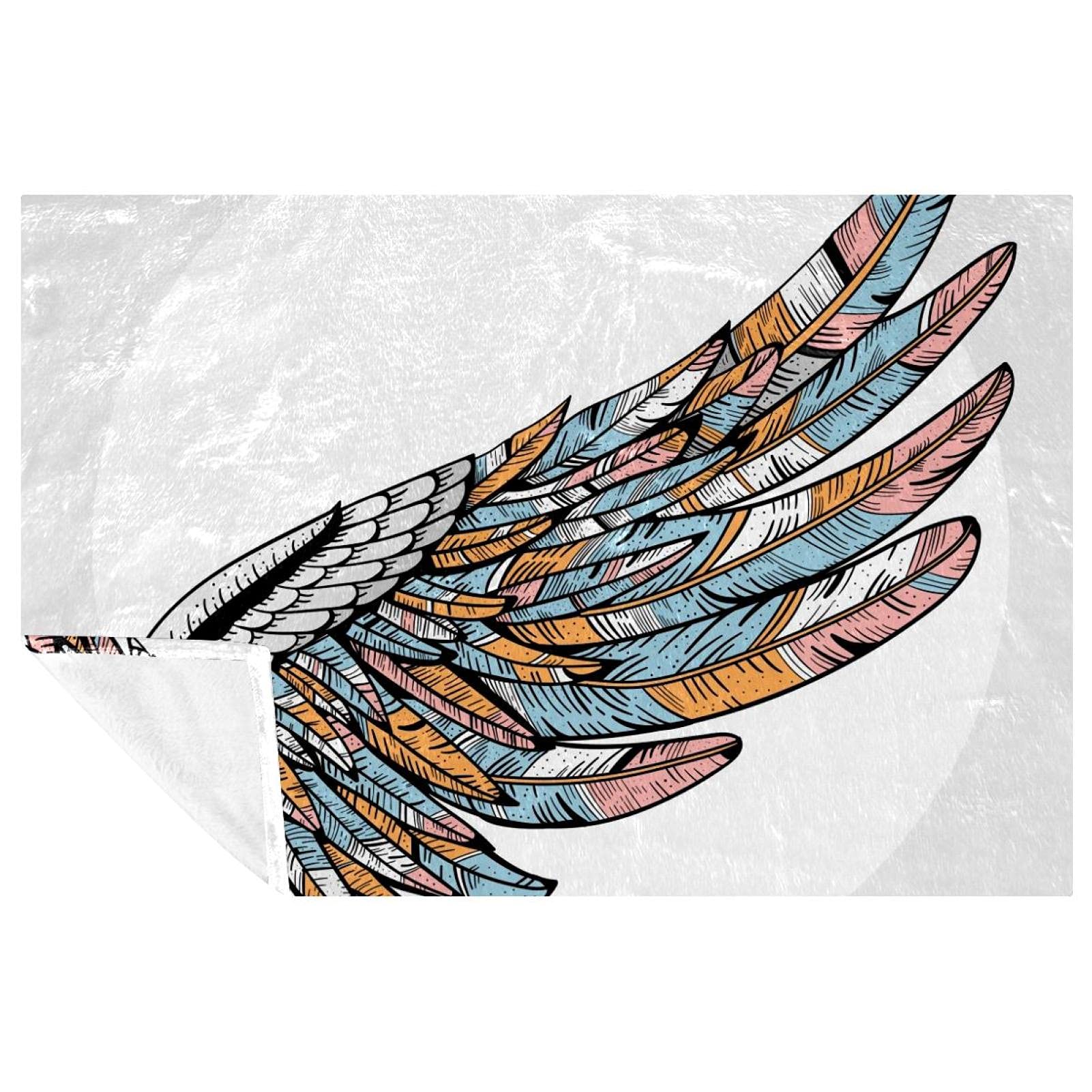 Couverture douce et chaude motif ailes plaid lit canapé pique nique camping plage 150x100 cm