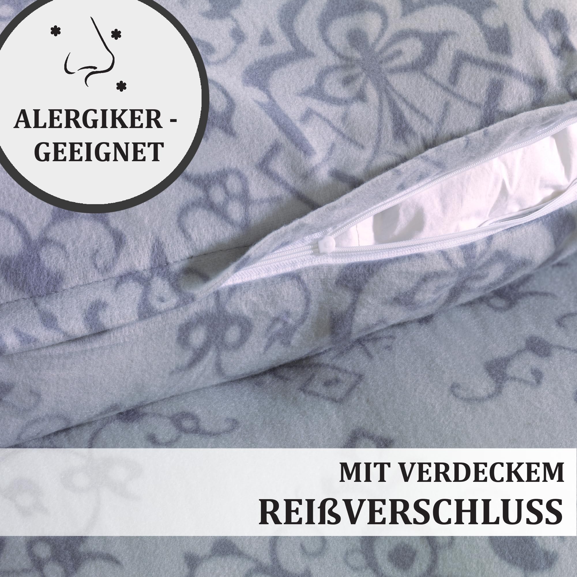 BFW 4 TLG Warme Microfaser Fleece Winter Bettwäsche 135x200 + 80x80 viel Auswahl, Design - Motiv:Design 14