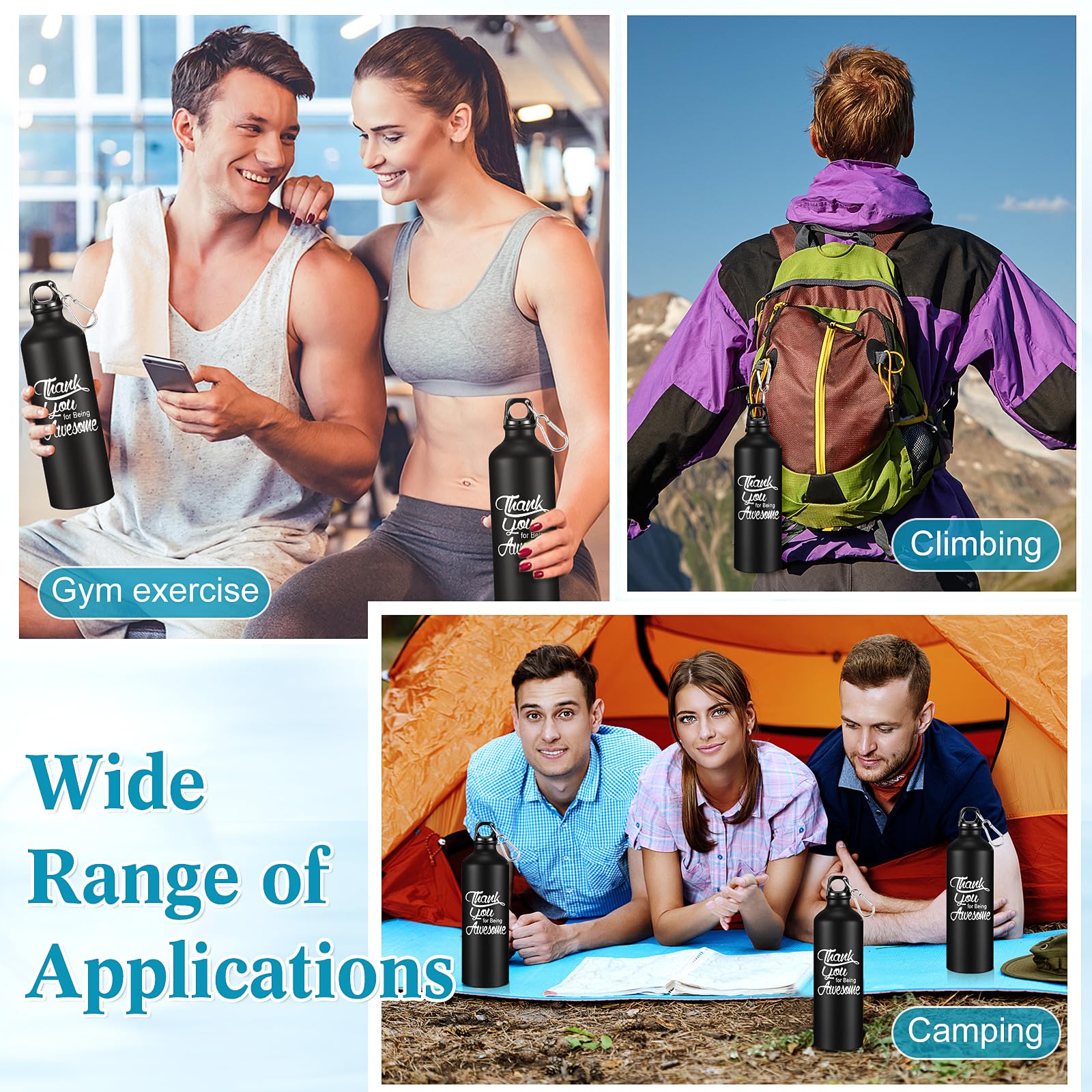 Uiifan 32 Pack Aluminum Water Bottle 24oz Thank You Gift Bottle