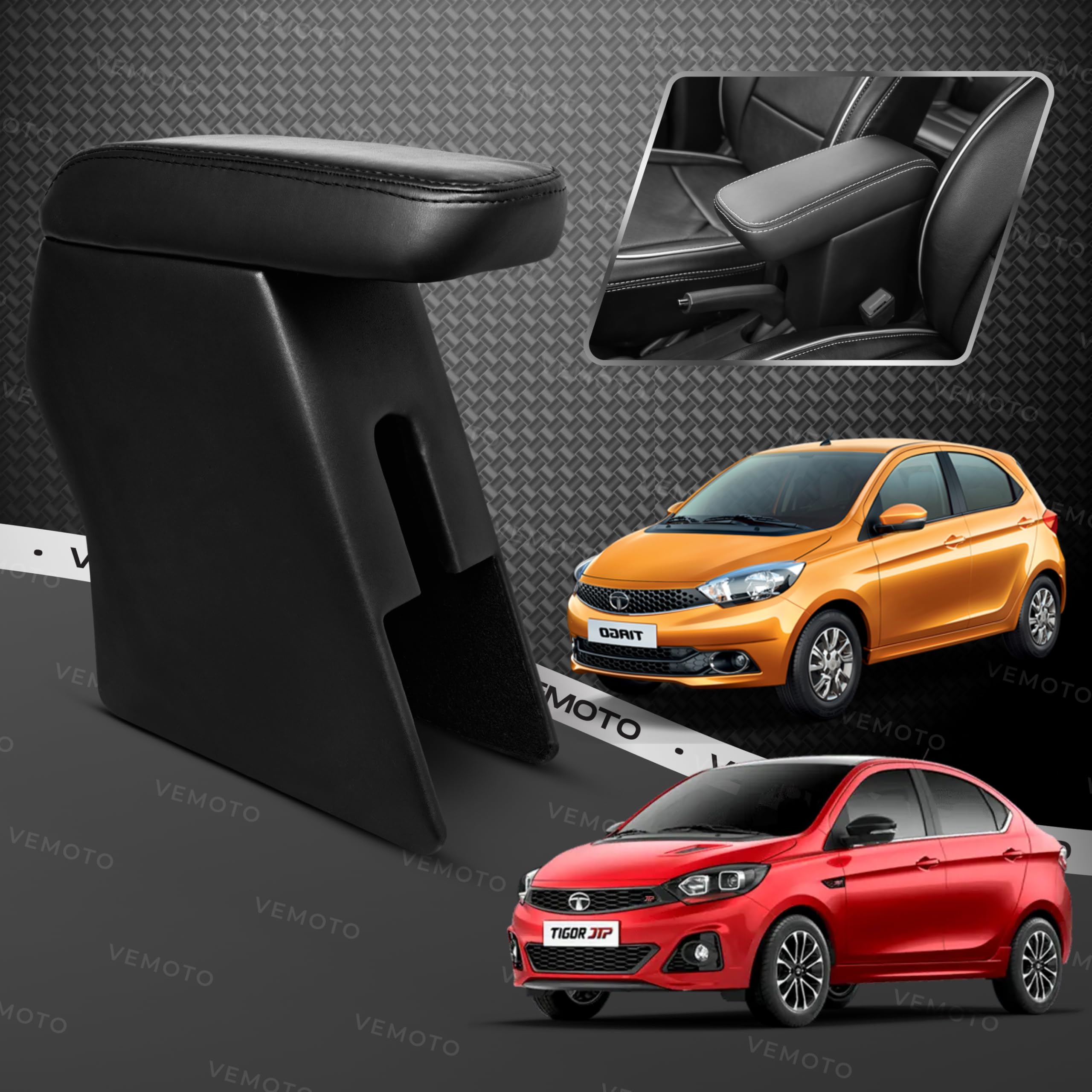 VEMOTO™ 2.0 High-End Car Center Armrest with Storage Compartment and Ultimate Comfort for Tata TIAGO & TATA TIGOR (Black)-image-12