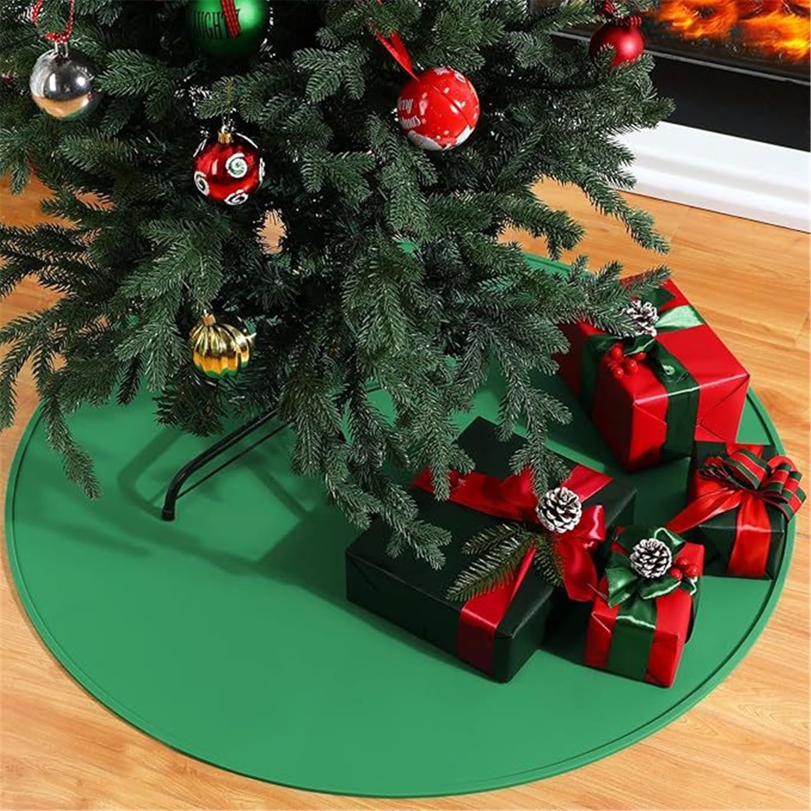 Tapis de pied réversible pour sapin de Noël - Résistant aux aiguilles - En silicone - Protection de sol réversible