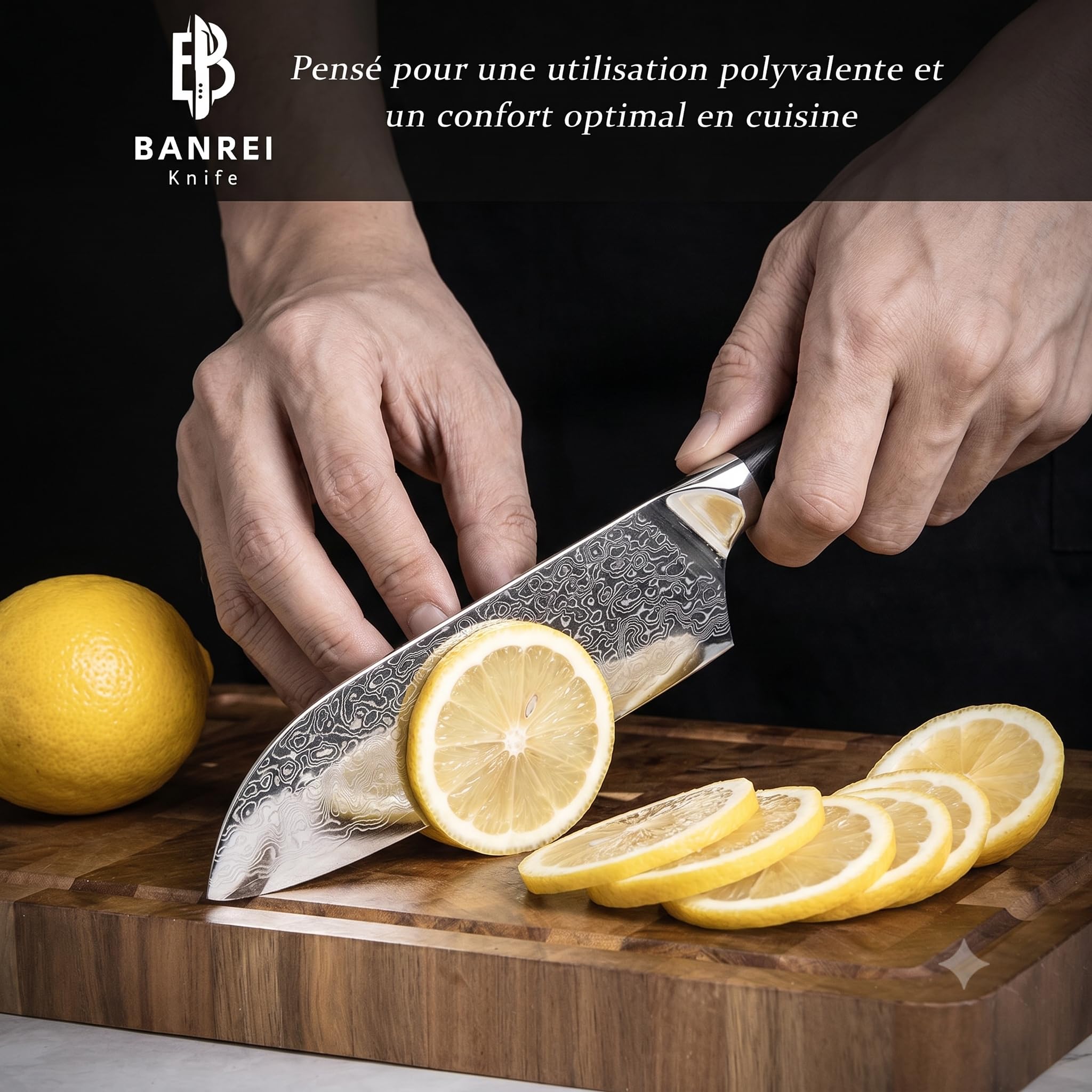 Couteau Santoku Japonais 13cm – Lame Brut de Forge – Acier Damas 67 Couches 10Cr15CoMoV 62HRC – Couteau Cuisine Ultra-Tranchant – Manche G10 Noir & Coffret Cadeau Premium