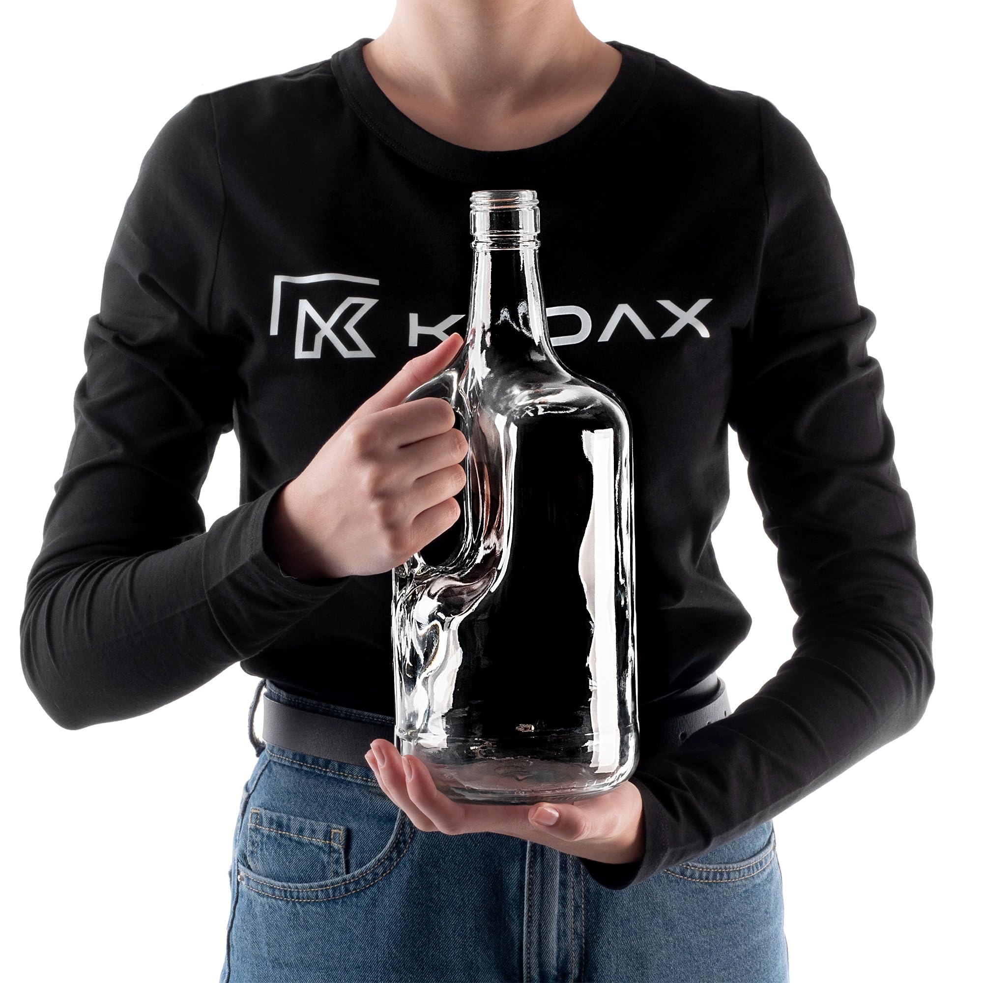 KADAX Lot de 5 Bouteilles à vin en Verre 1,75L – Grandes Bouteilles vides avec Anse pour vin, jus & liqueurs