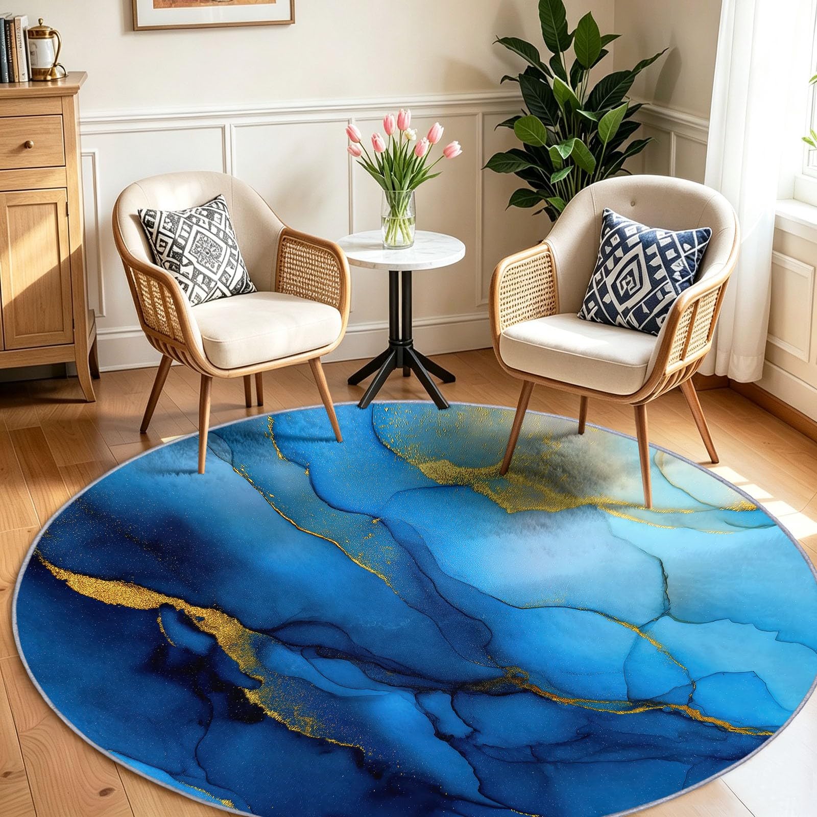 Tapis rond lavable salon chambre salle à manger tapis de sol
