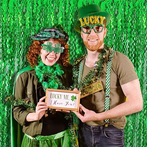 Vista 85 de Cortina cuadrada de oropel para fiesta, 5 cortinas de flecos de papel de aluminio con purpurina, decoración de fiesta, fondo negro para cabina