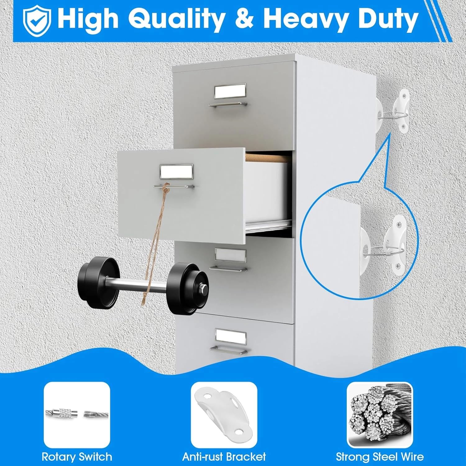 Crozgan 6 Pack Furniture Anchors for Baby Proofing,Anti Tip Wall Anchor Secure Cabinet,Safety Furniture Wall Anchors Kit for Baby Child Protect Toddler and Pet from Falling Furniture - Image 3