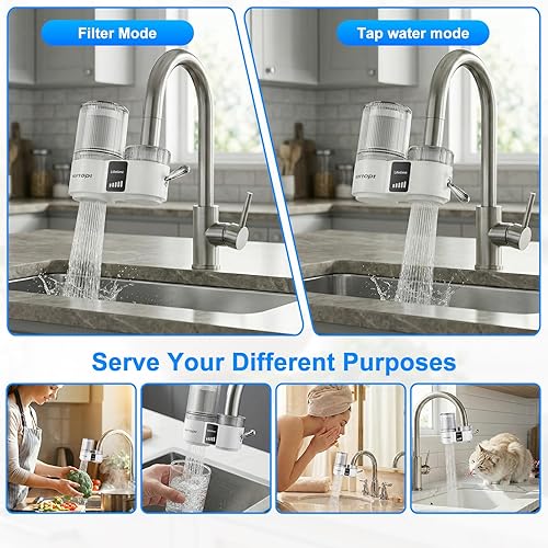 Miniatura 6 de Vortopt Filtro de agua de bloque de carbono para grifo de fregadero, filtro de agua certificado NSFANSI 42, con pantalla y capacidad de 400 galones.