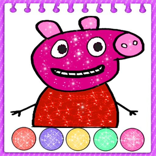 Pig Coloring Book Glitter Pages for Kids