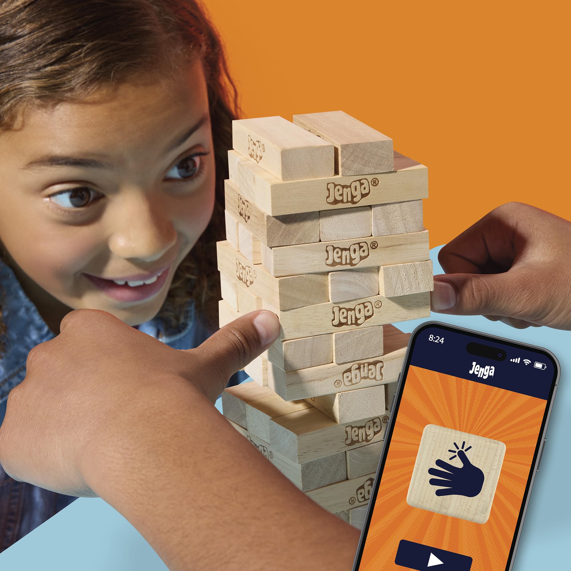 Official Hasbro Games Jenga Game | Digital Die for 6 More Ways to Play | Original Wood Block Game | Stacking Tower | Ages 6+ | 1+ Players | Party Games