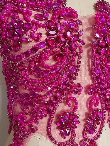 Miniatura 44 de Apliques de encaje hechos a mano con diamantes de imitación para coser en cuentas de vidrio, accesorios para ropa de vestir (blanco)