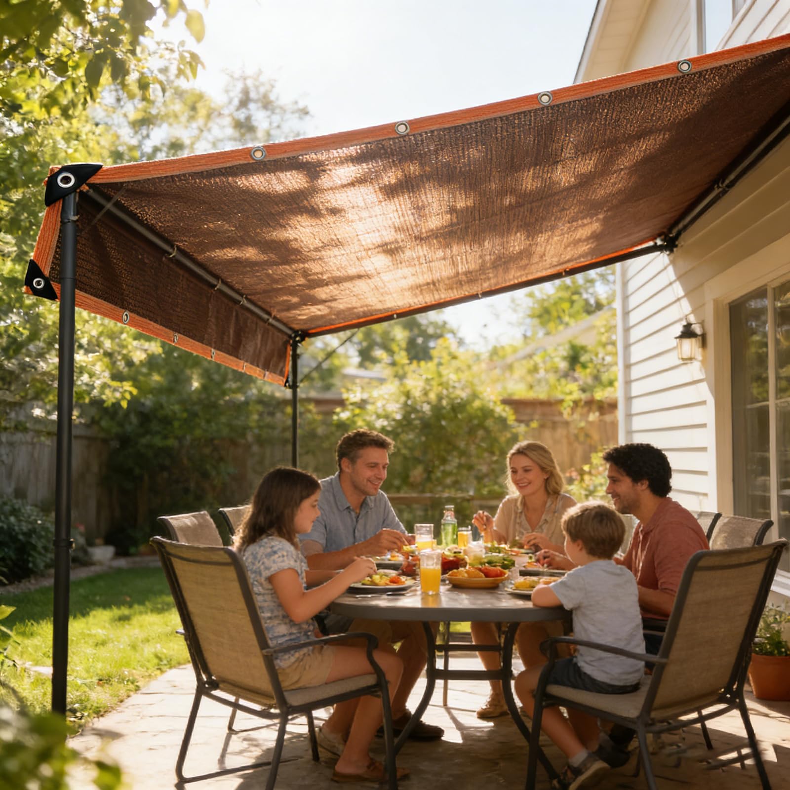 Red de Sombreado 1.2x9.8m, Tejido con 90% de Sombreado, Toldo de Malla con Ojales, Protección Solar y Aislamiento Térmico, Resistente al Polvo y a los Rayos UV, para Patio, Jardín, Marrón